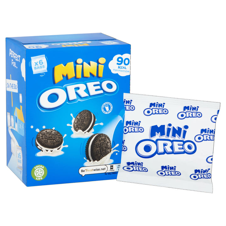 Oreo Chocolate Sandwich Biscuit Mini Bags, Classic Cream-Filled Snacks, Pack of 6