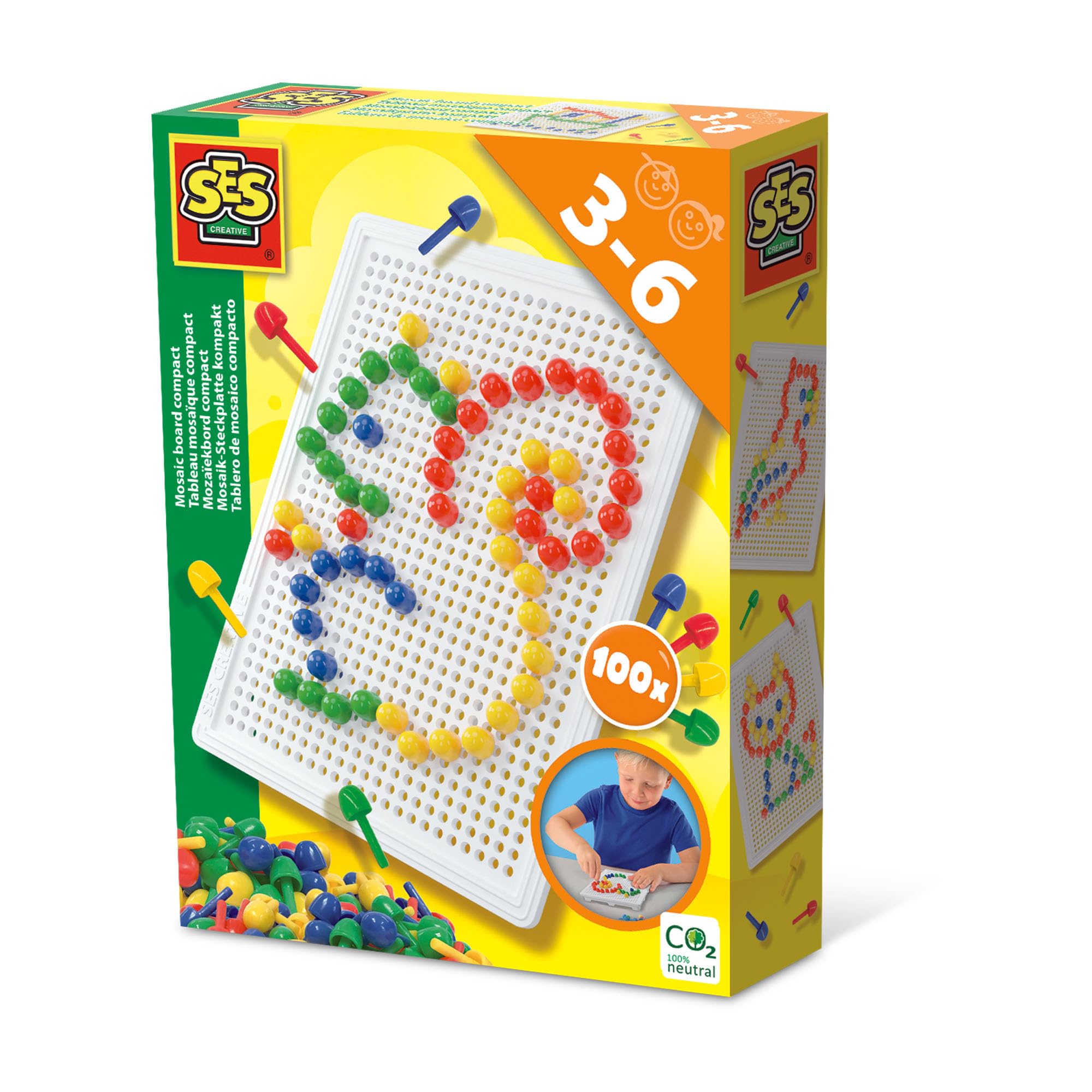 SES Creative 14046 Mosaic Board Compact - Reusable Arts & Crafts Set for Kids 6