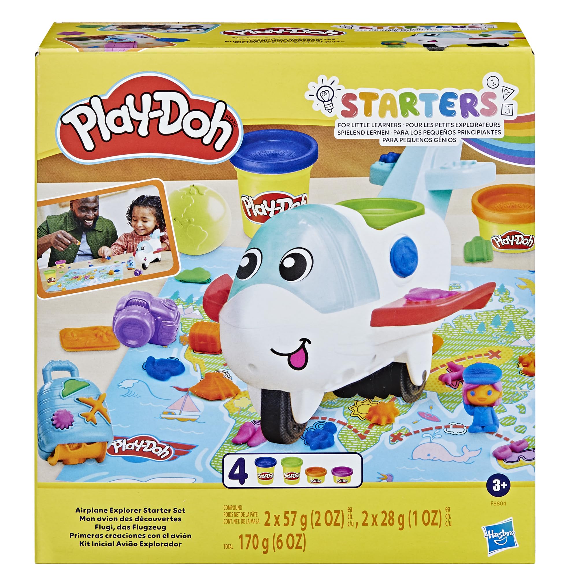 Play-Doh Airplane Explorer Starter Set - Travel Playset with Jet Toy, Map Playmat & 4 Tubs | Ages 3+