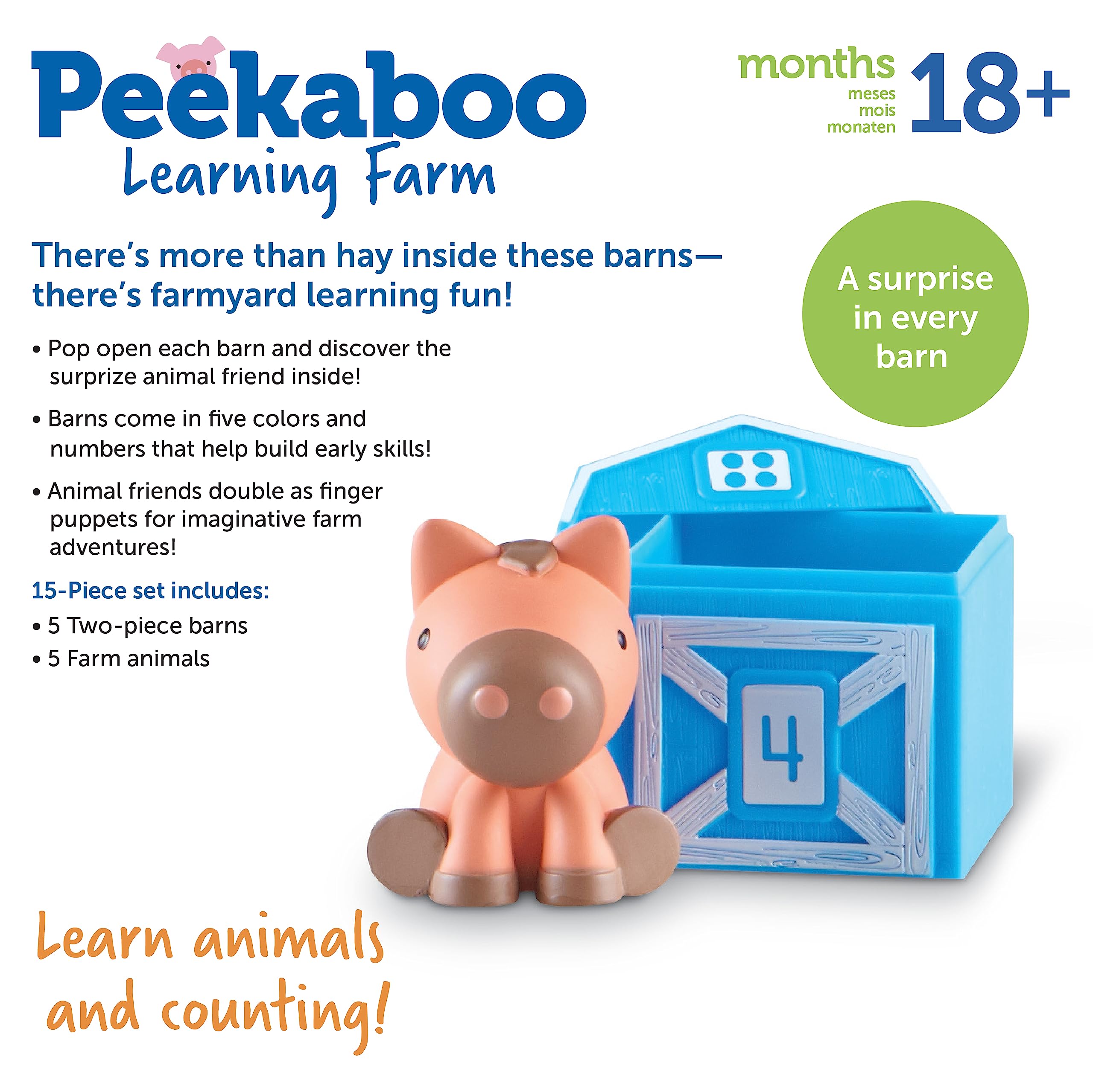 Learning Resources Peekaboo Learning Farm - Educational Playset for Toddlers 18 Months+ 5