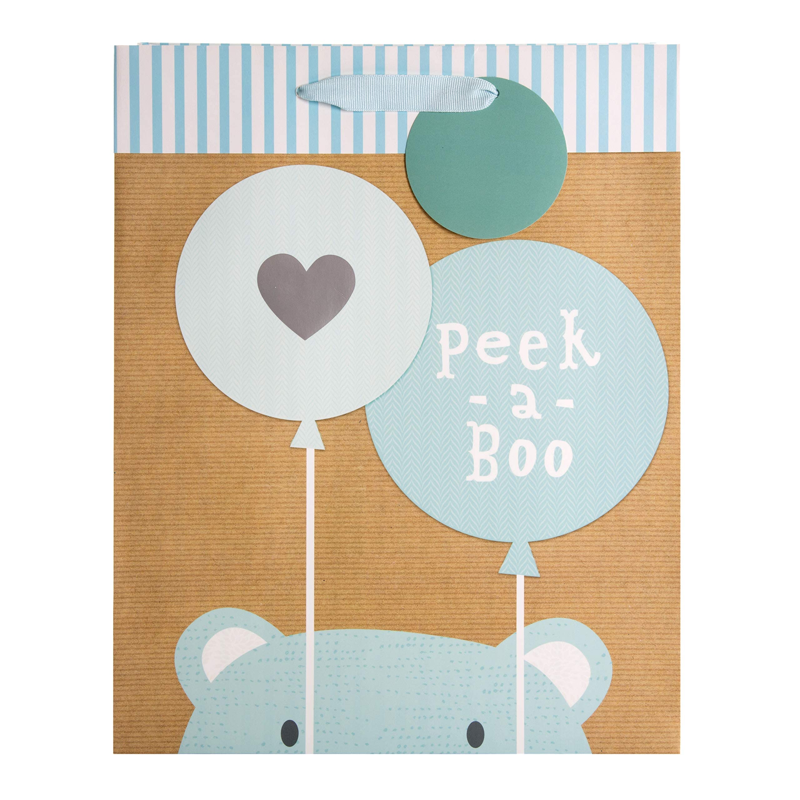 Hallmark Large Multi-Occasion Gift Bag - Blue 'Peek-a-Boo' Bear Design | H33cm x W26.5cm 4