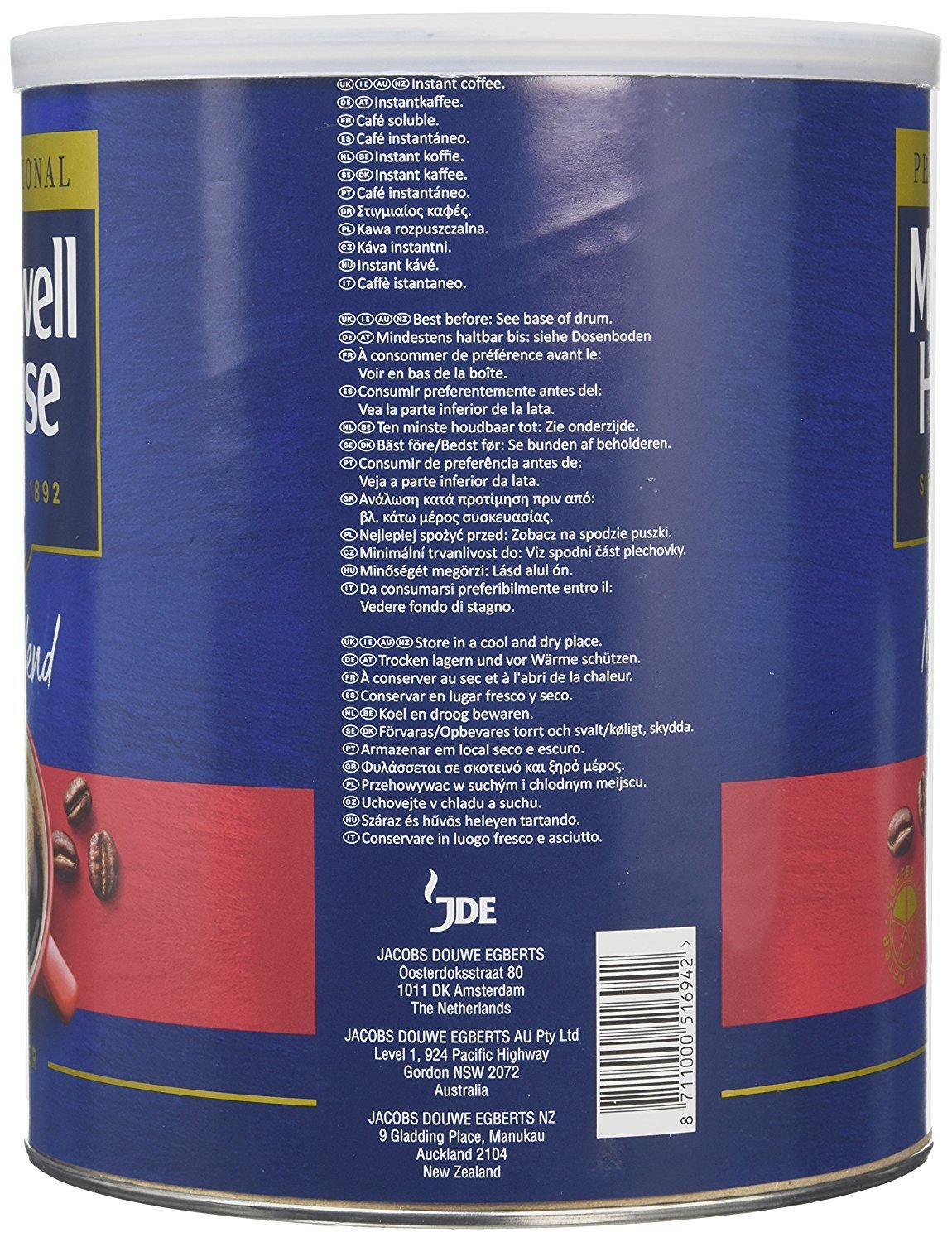 Maxwell House Mild Blend Instant Coffee Powder 750g Tin 7