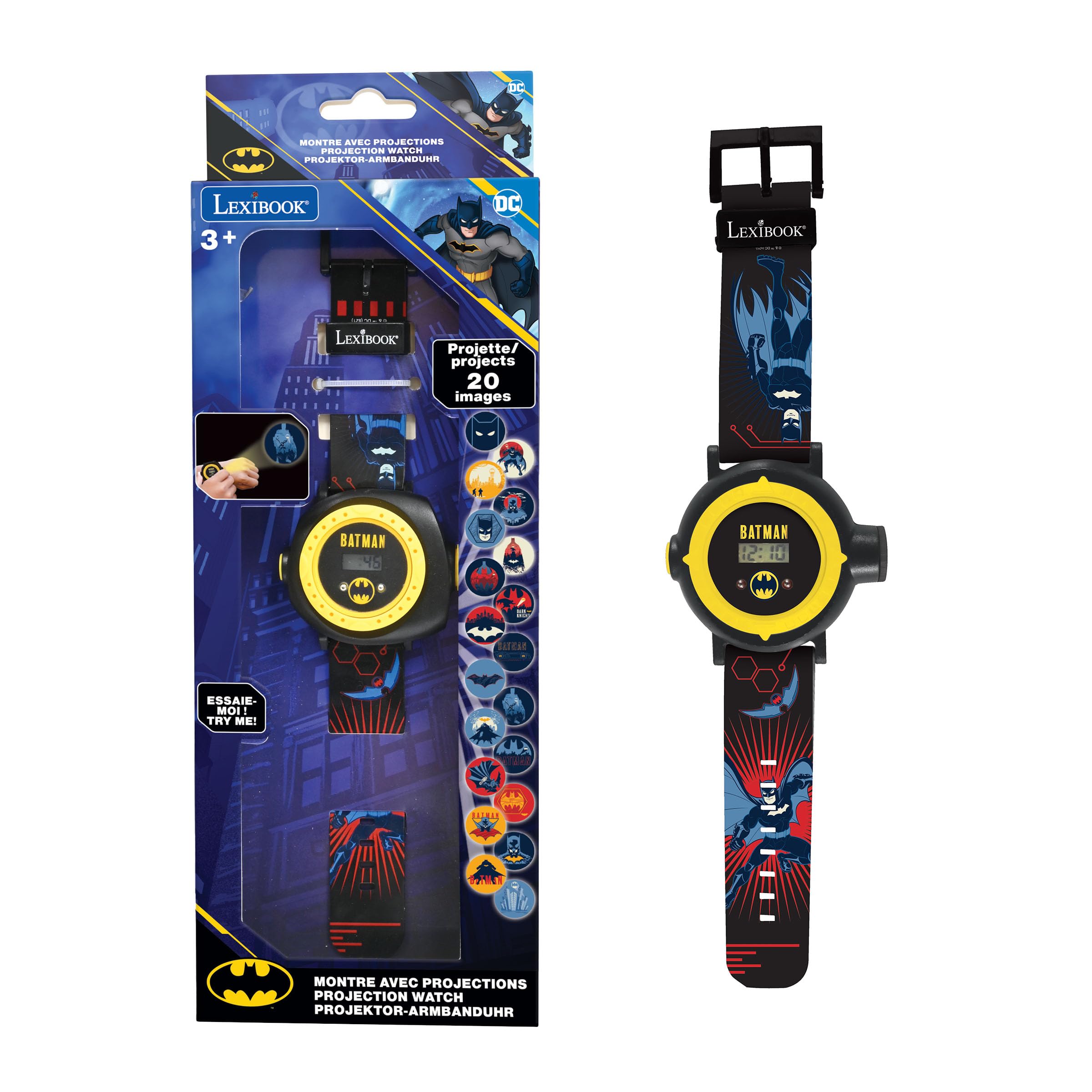 LEXIBOOK Batman Projection Watch - Digital Display | 20 Images | Ages 3+ | Black/Yellow