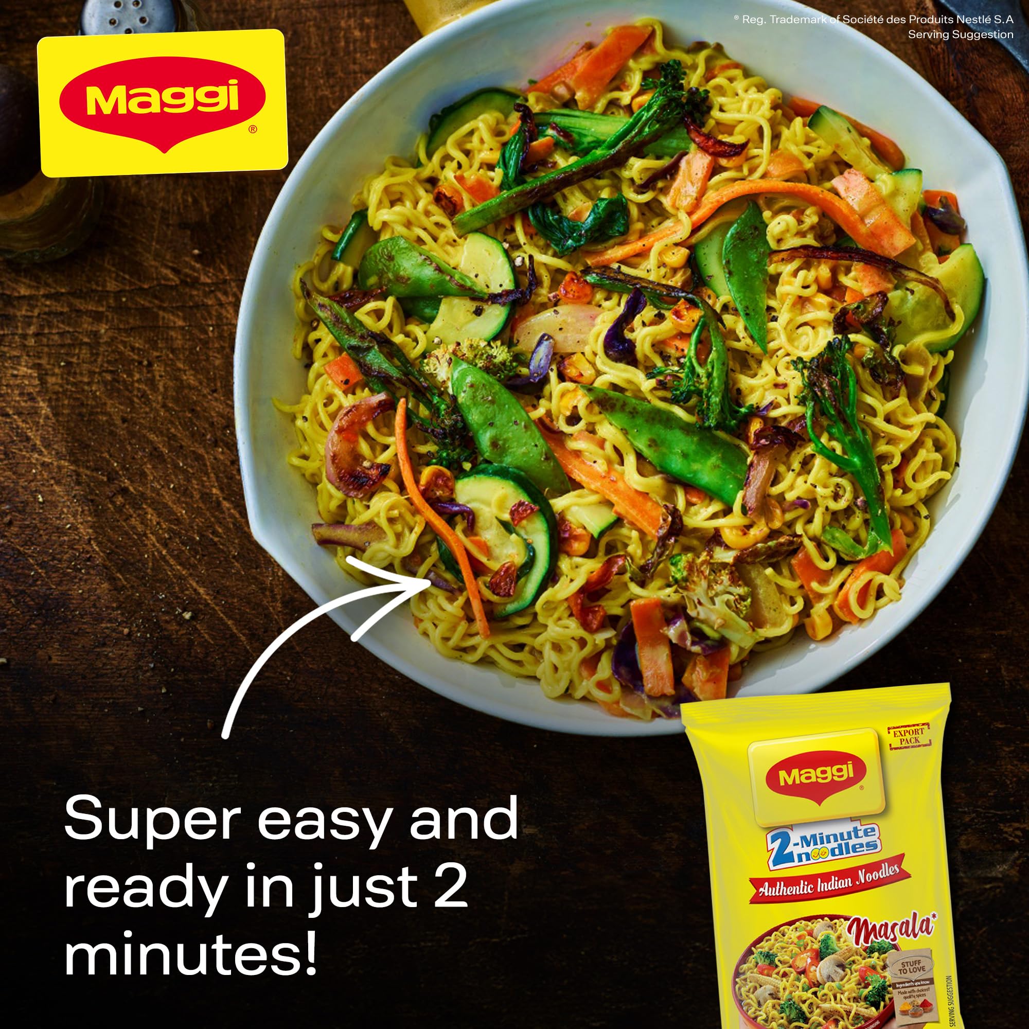 MAGGI 2 Minute Authentic Indian Masala Spicy Instant Noodles 70g 3