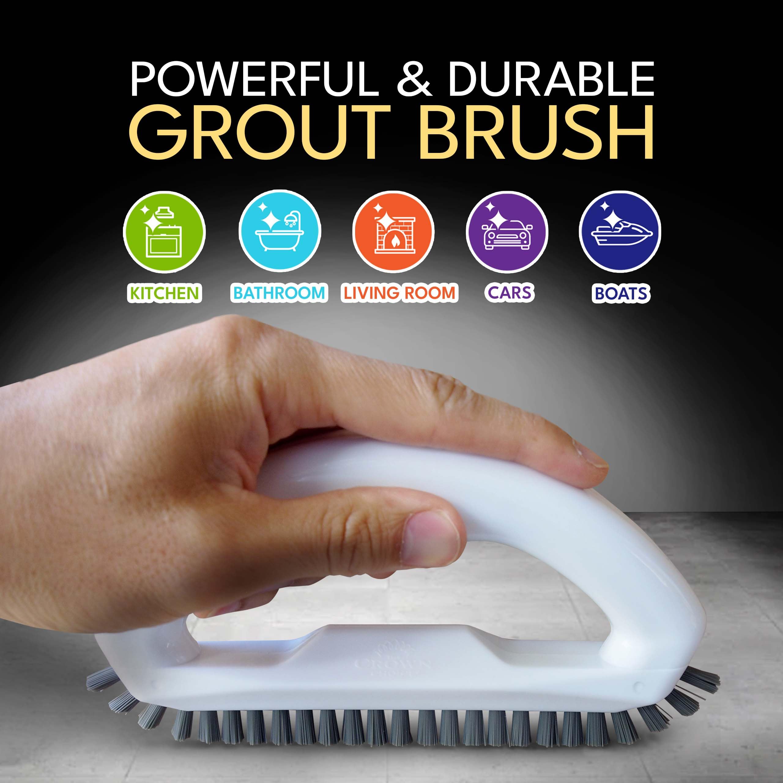 The Crown Choice Grout Cleaner Brush - Stiff Angled Bristles for Tile & Corner Cleaning | Heavy Duty Nylon 2