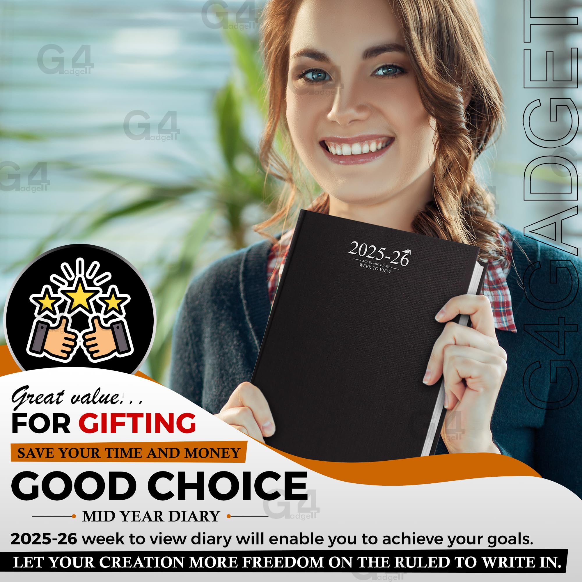 G4GADGET 2025-2026 Academic Diary | A4 Week to View | Black Case Binding 9