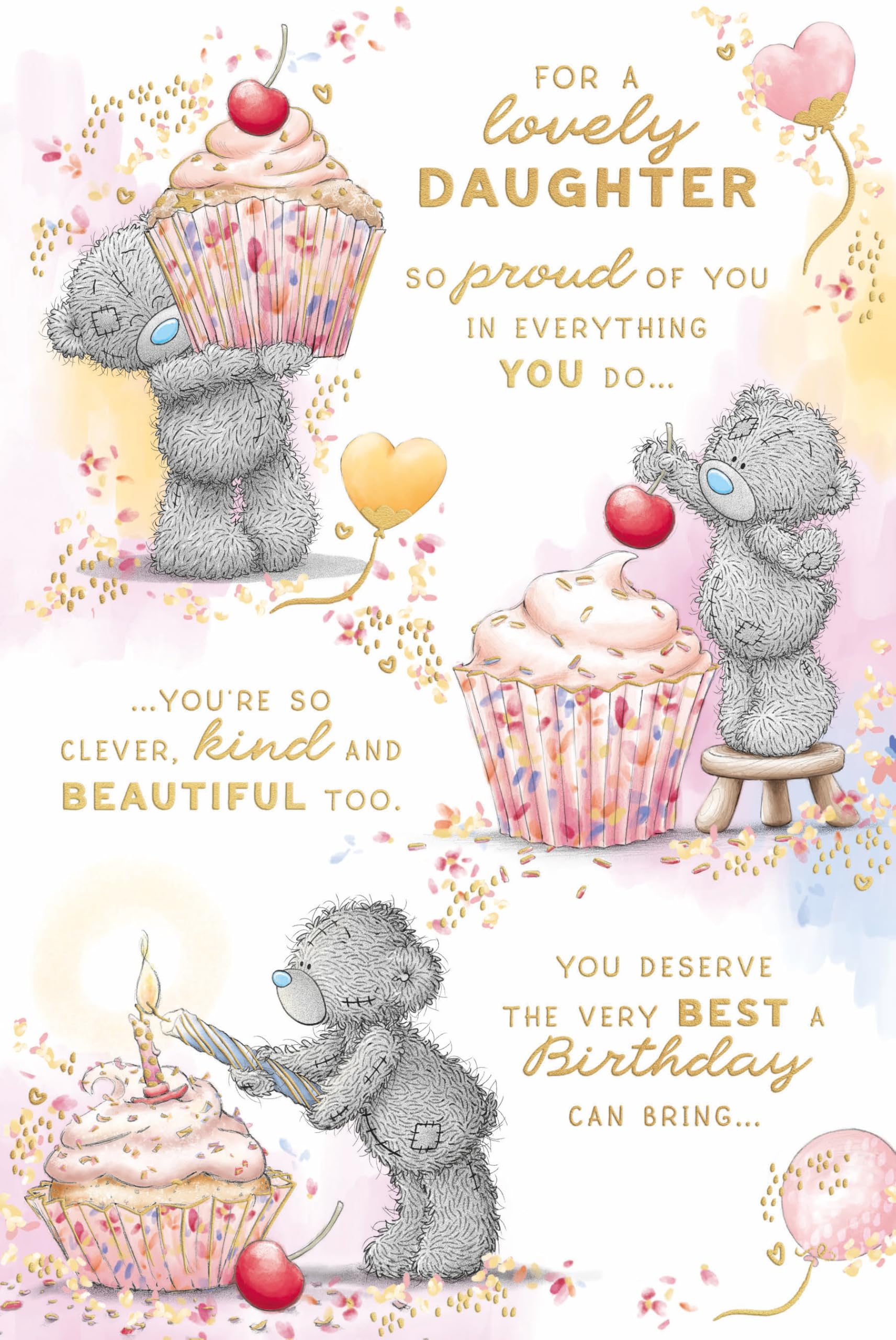 Me To You Tatty Teddy Lovely Daughter Birthday Card | Luxury Gold Foil | 6 x 9 inches
