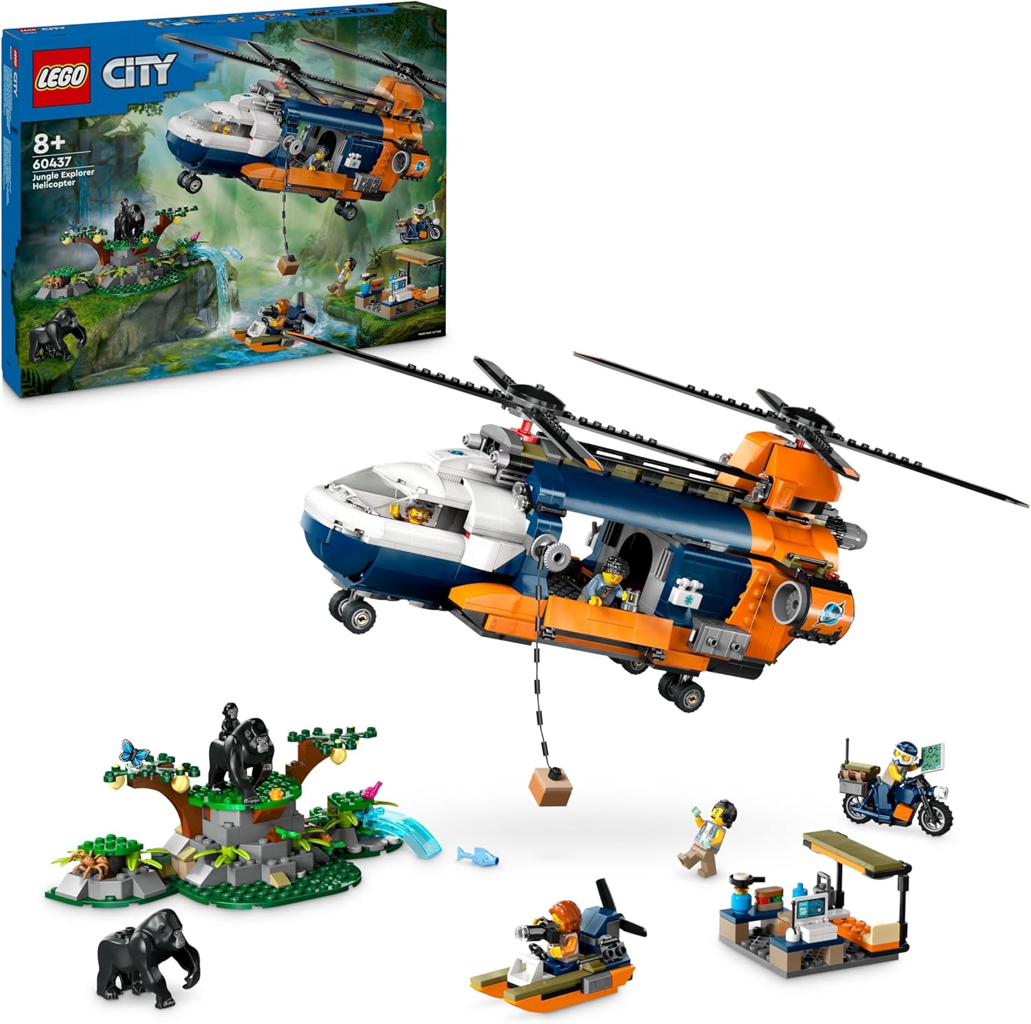 LEGO City Jungle Explorer Helicopter at Base Camp - Building Toy Playset for Kids 8+ 1
