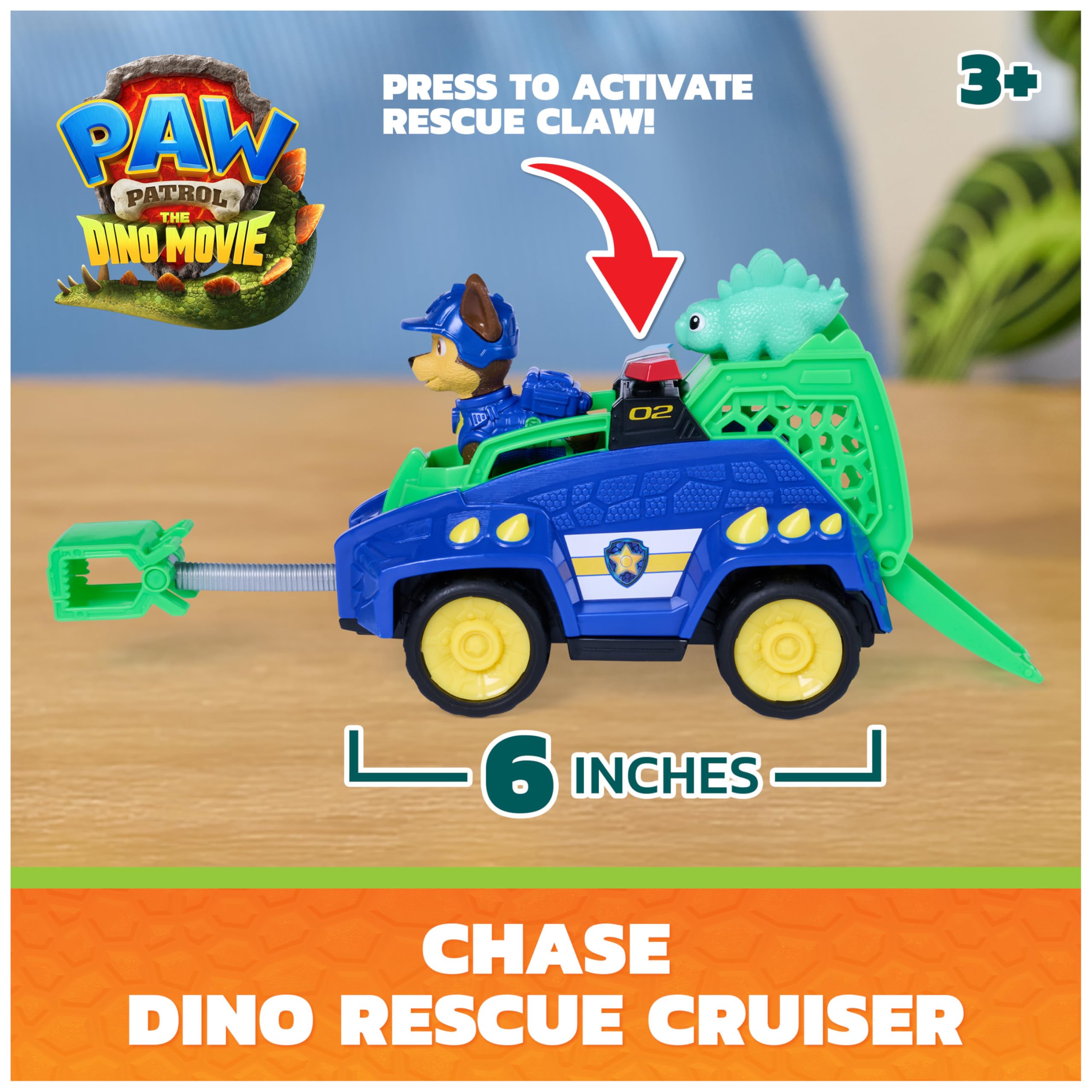Paw Patrol Chase Dino Rescue Cruiser Toy Car Vehicle - Ages 3+