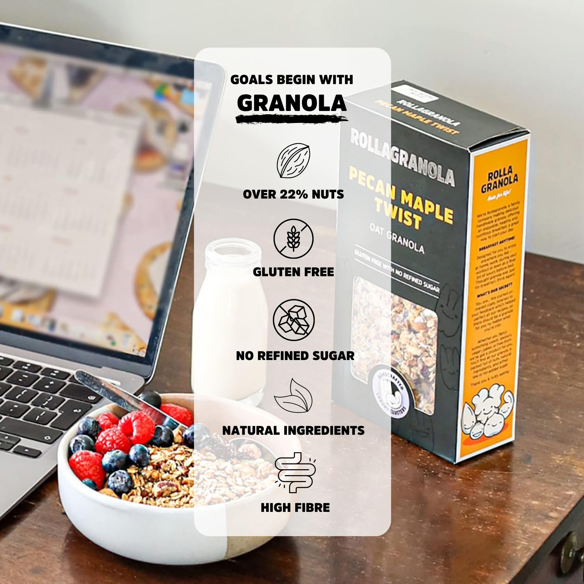 Rollagranola Pecan Maple Twist Oat Granola - 100% Natural, Refined Sugar-Free | 400g 2