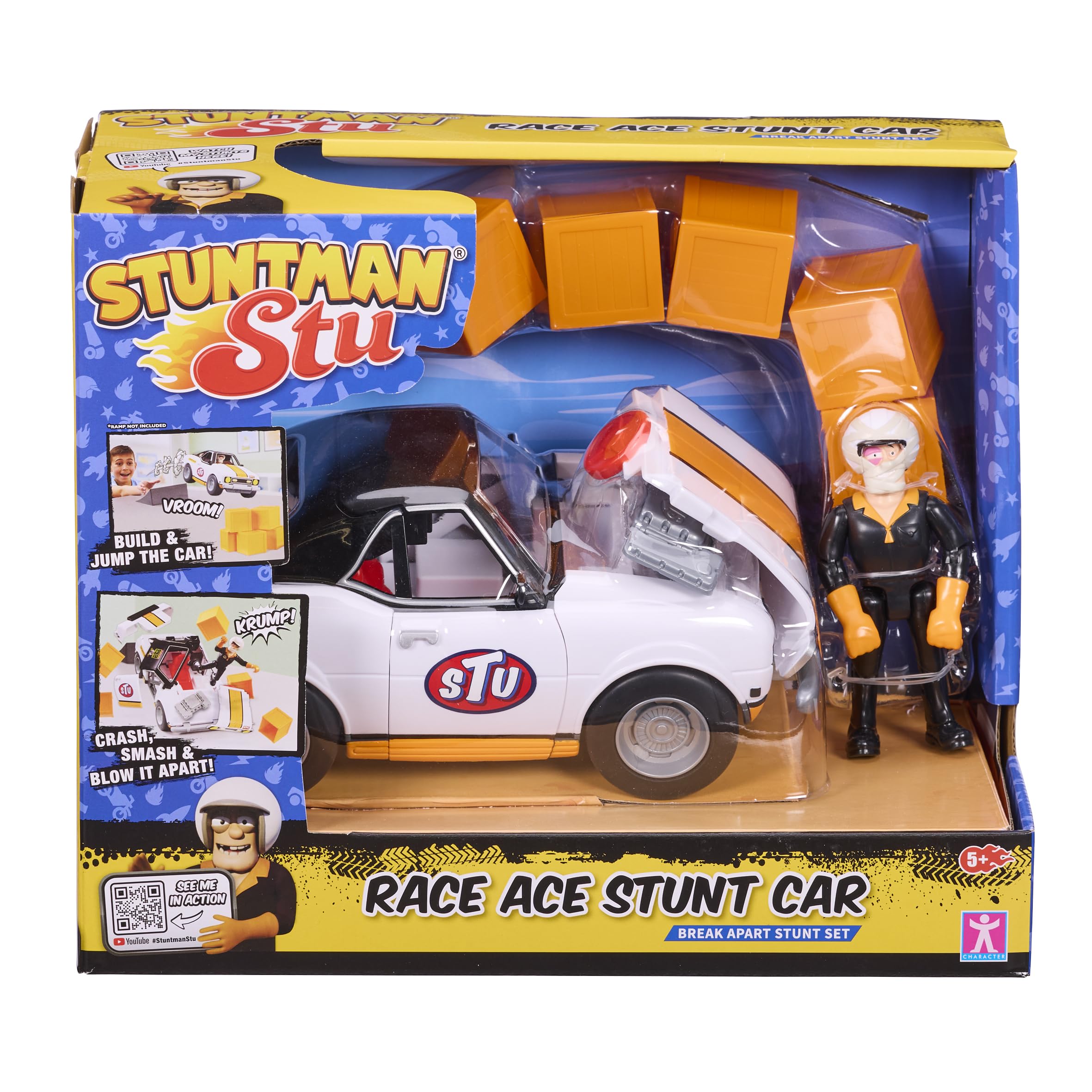 Stuntman Stu Race Ace Stunt Car - Break Apart Crash & Rebuild Playset for Kids 5-10