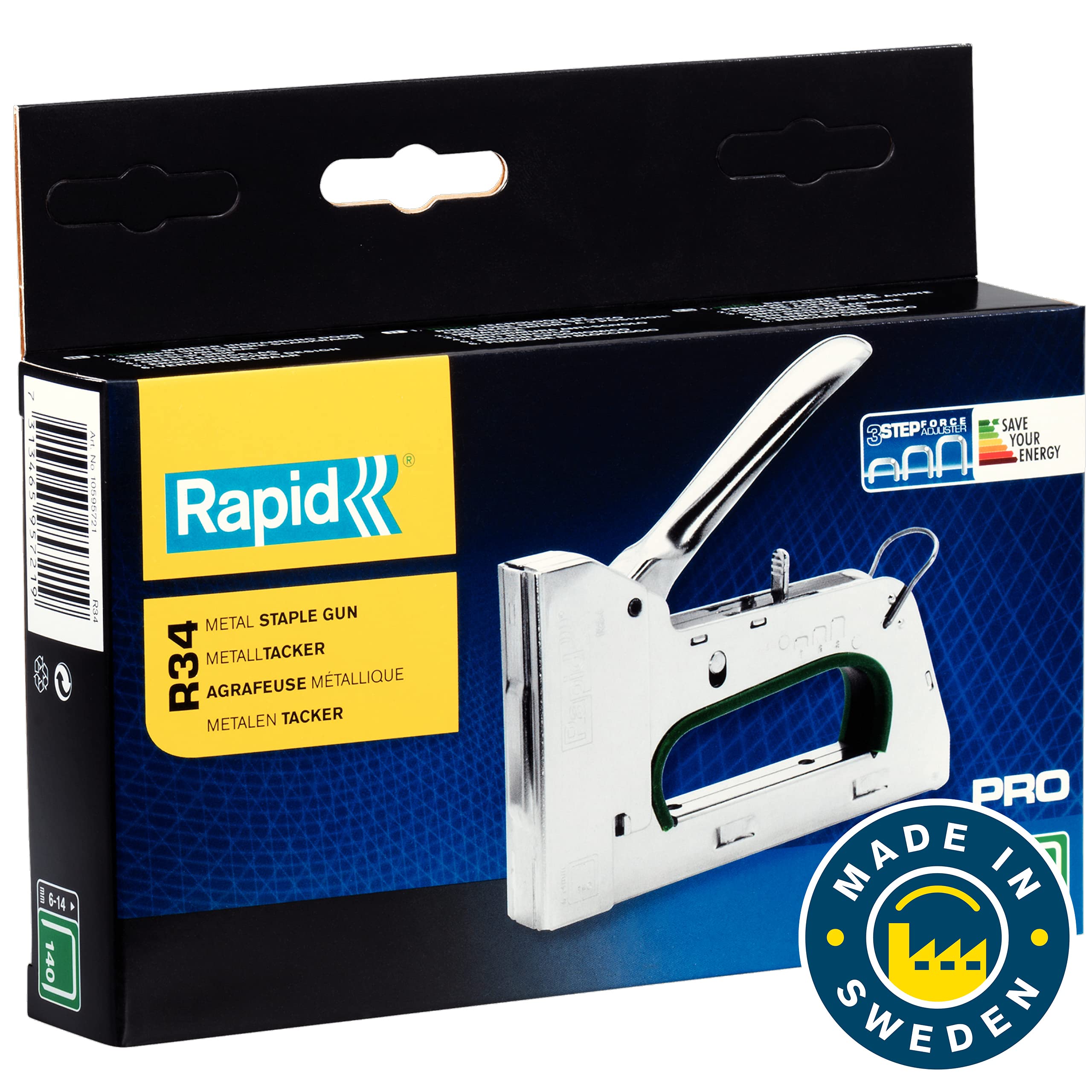 Rapid PRO R34 Heavy Duty Manual Staple Gun for No. 140 Staples | Steel Construction | Made in Sweden 6