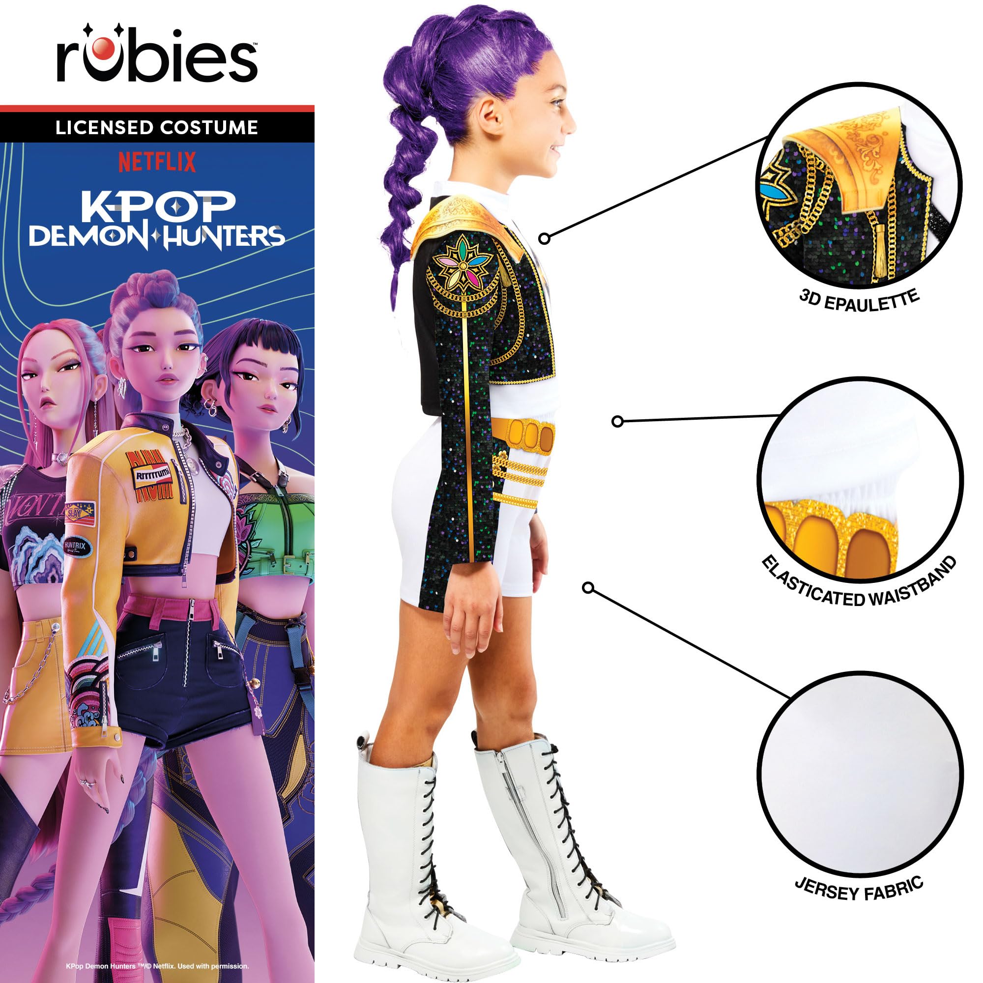 Rubies Official K-Pop Demon Hunters Rumi Golden Classic Child Costume | Size 6 Years | Polyester 3