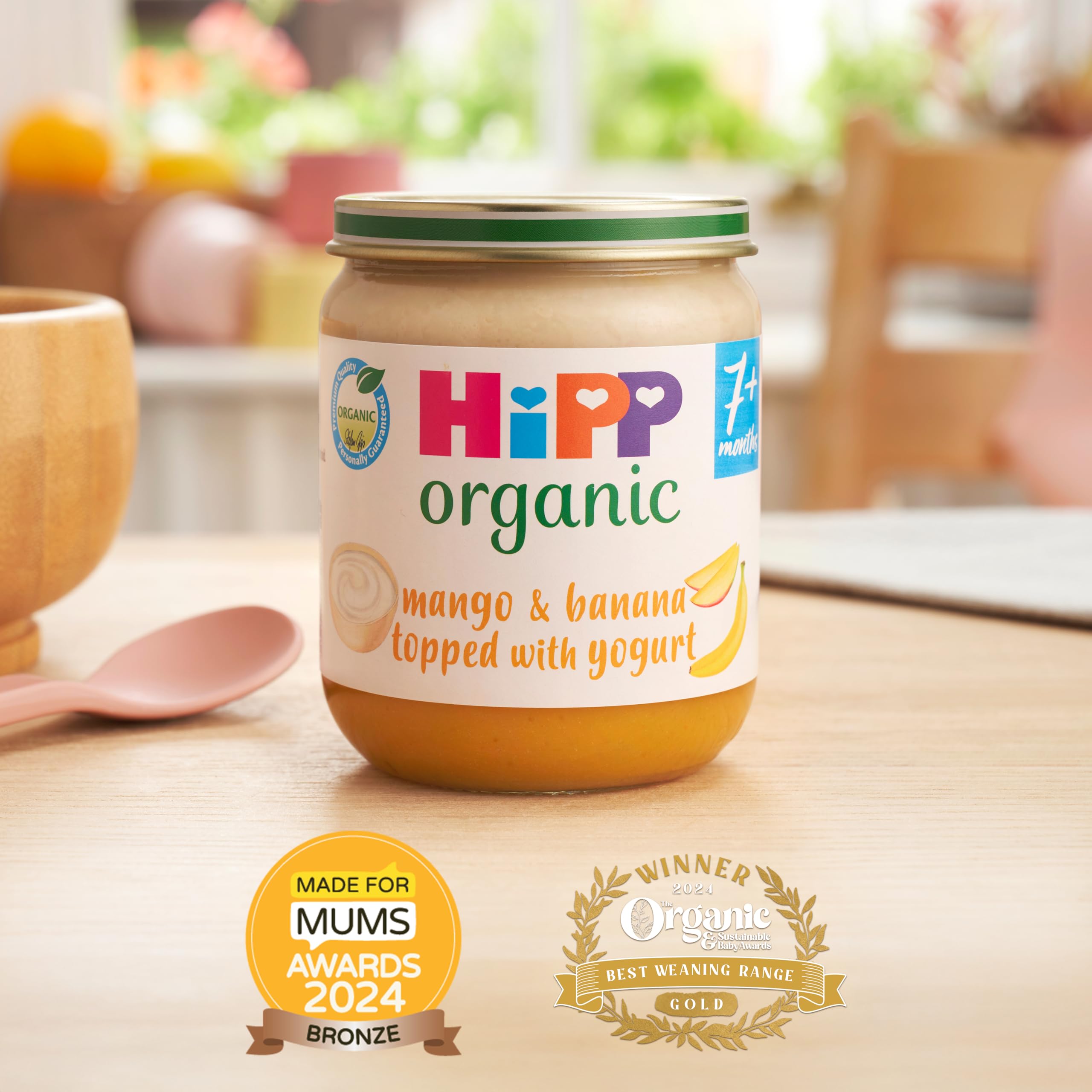 HiPP Organic Mango & Banana with Yogurt Baby Food Jar - 7+ Months, Gluten Free, 160g (Pack of 6)