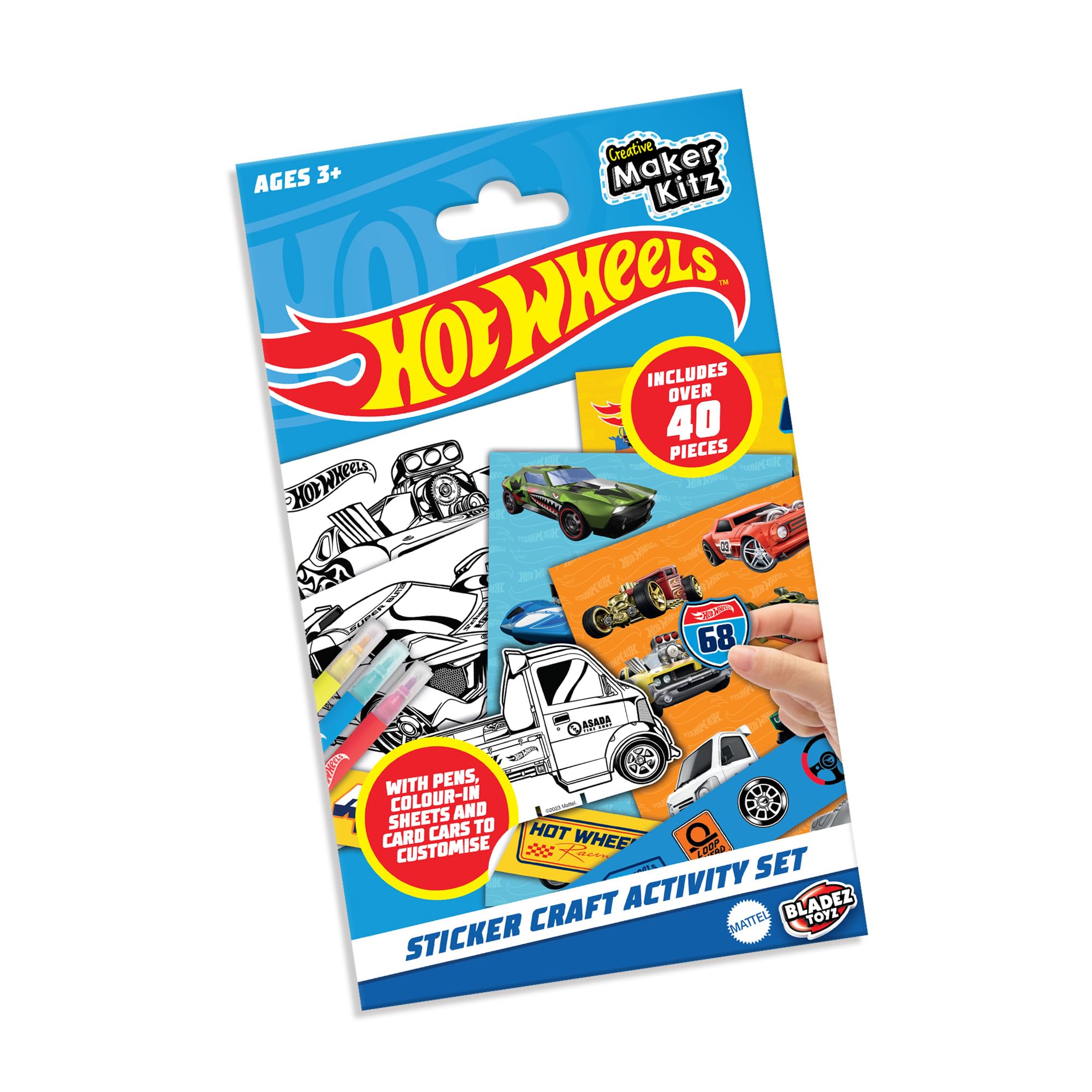 BLADEZ Hot Wheels Sticker Craft Activity Set - 40 Pieces | Peel and Stick | Ages 3+ 1