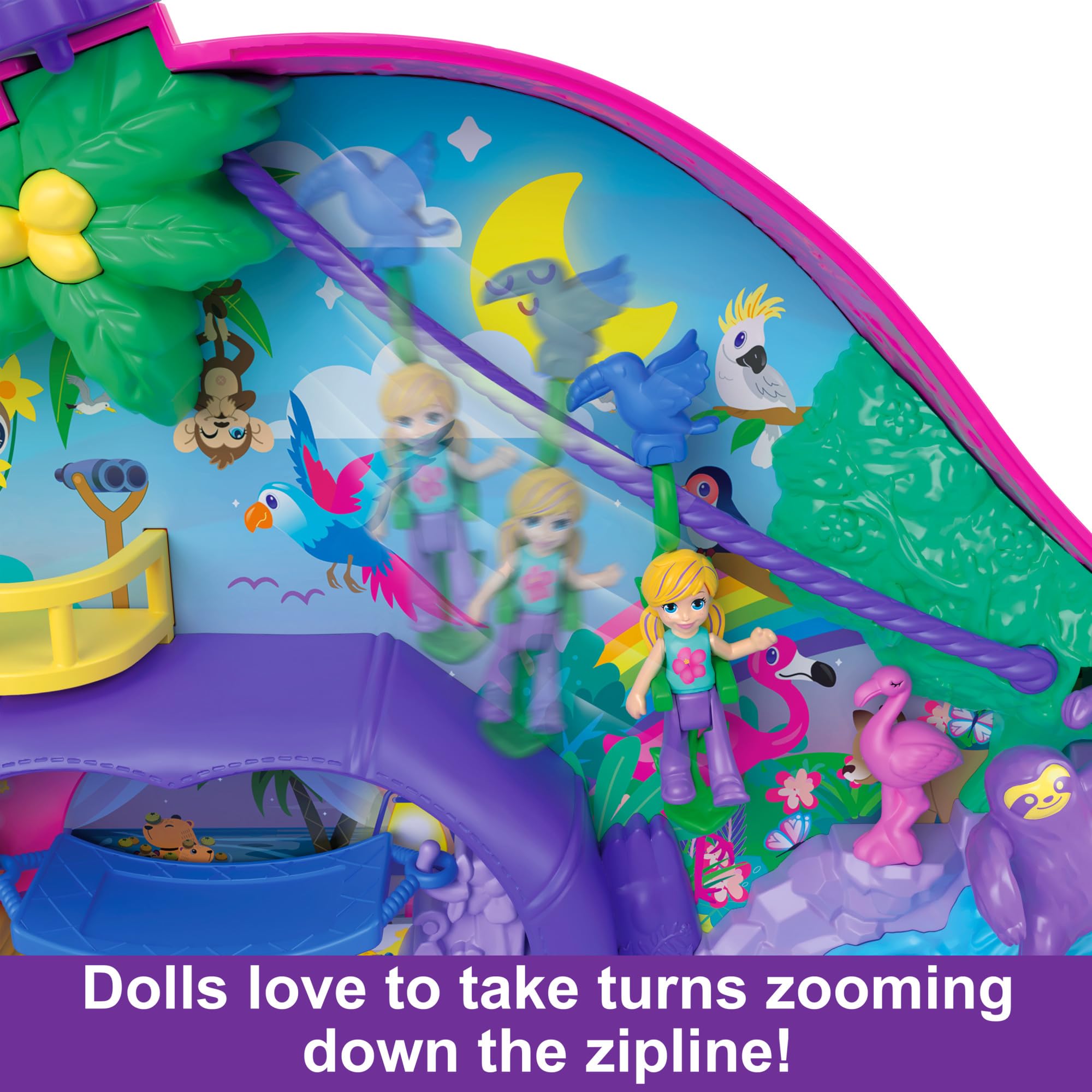 Polly Pocket Sloth Family 2-in-1 Purse Compact Playset with 2 Micro Dolls & 12 Accessories 12