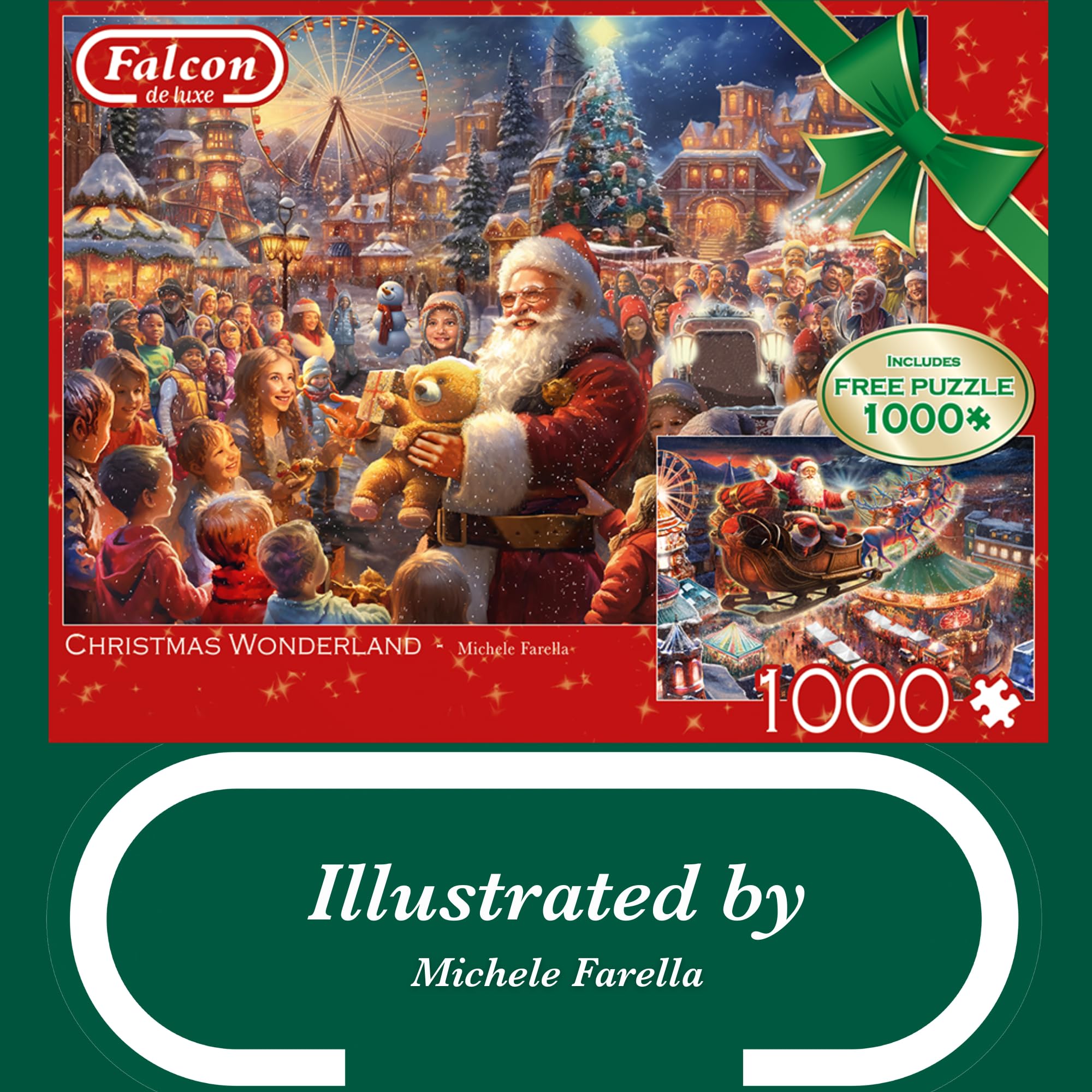 Falcon Christmas Wonderland - 2 x 1000 Piece Jigsaw Puzzle for Adults - Illustrated by Michele Farella 5