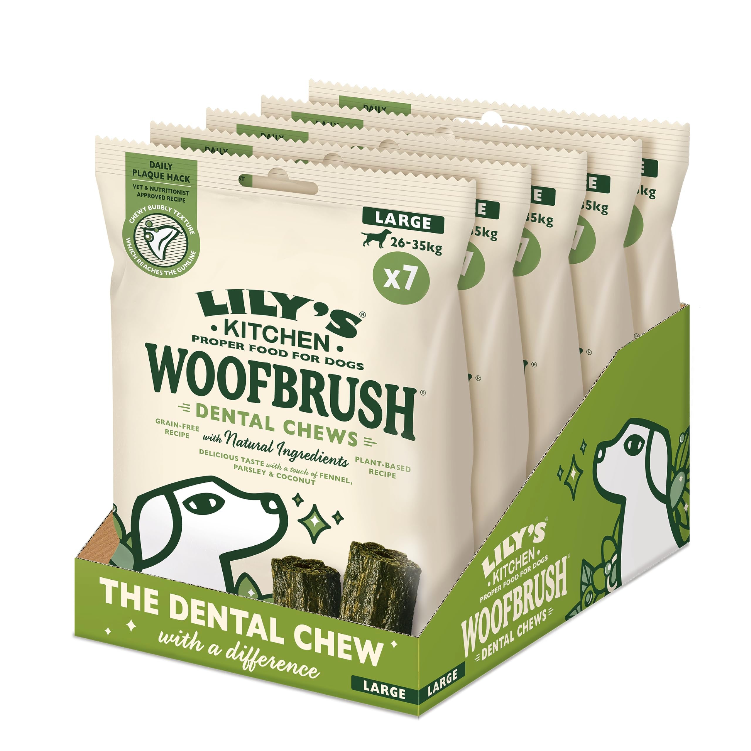 Lily's Kitchen Woofbrush Large Dental Dog Chew - Grain-Free, Natural Ingredients, Vet Approved | 329g Pack