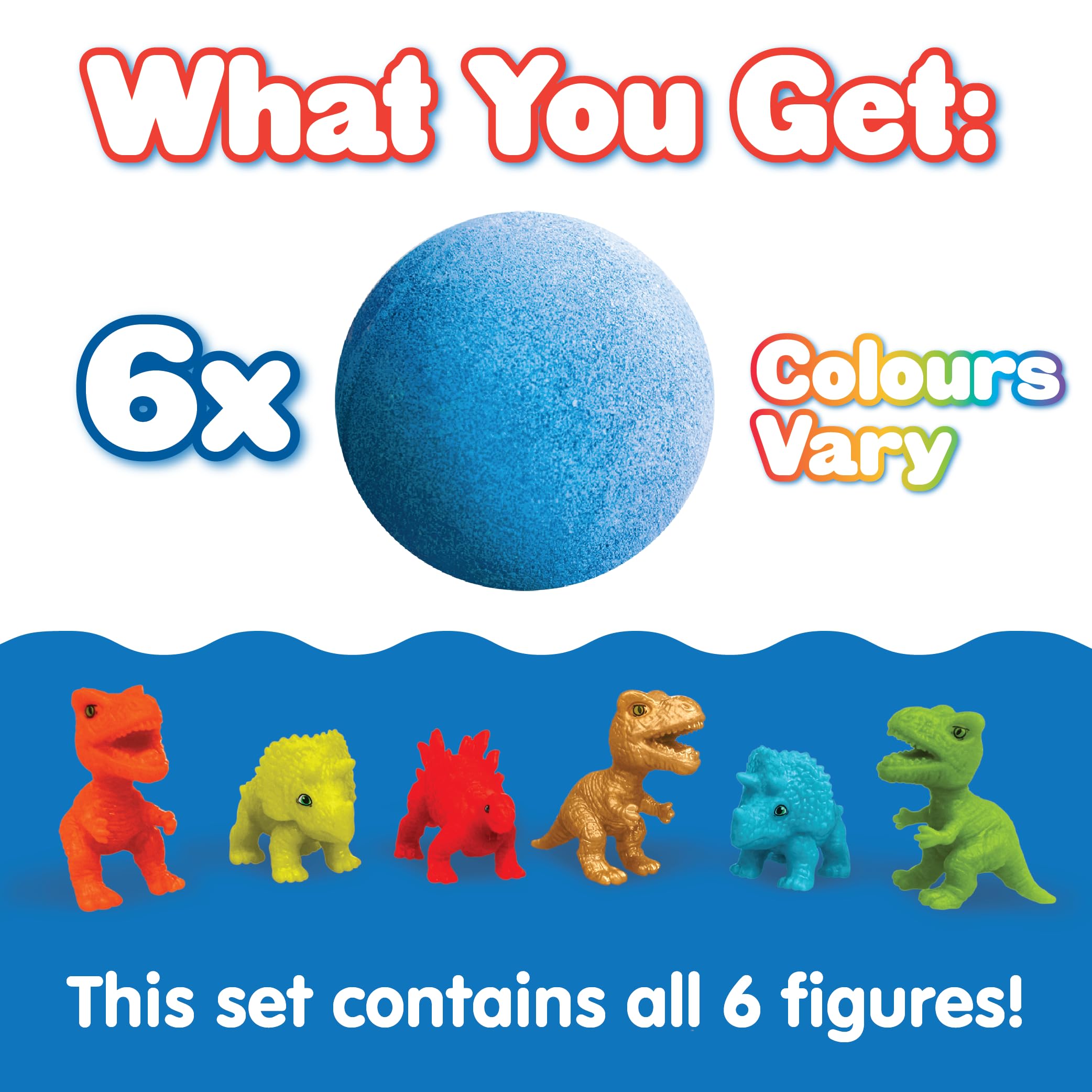ZIMPLI 6 Pack Large Dinosaur Surprise Bath Bombs with 6 Hidden Toys | Strawberry Scented | Ages 3+ 3