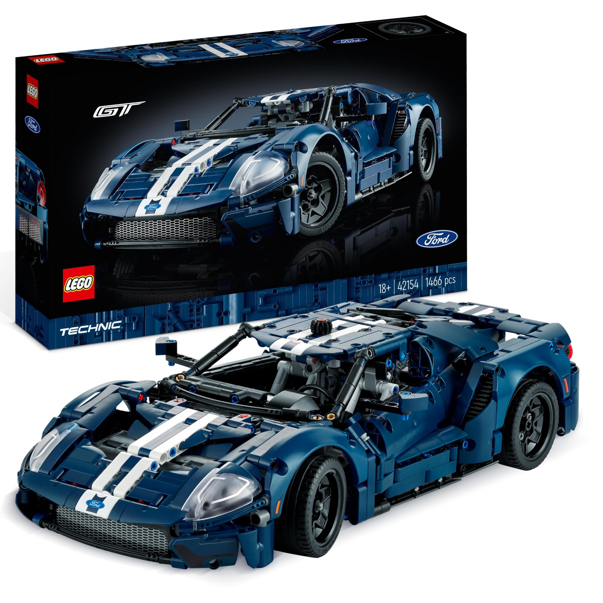 LEGO Technic 42154 2022 Ford GT Car Model Kit | 1:12 Scale | 1,466 Pieces | Ages 18+ 1