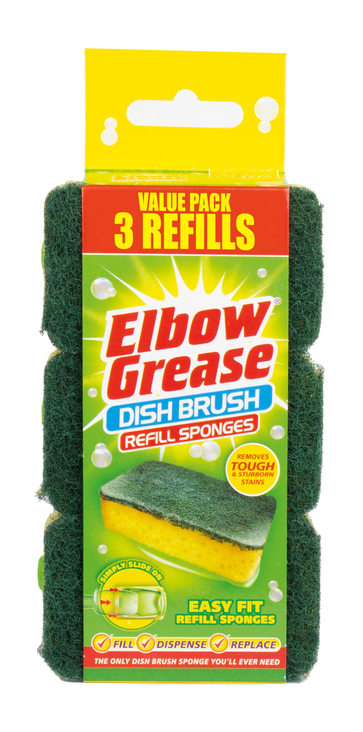 Elbow Grease Dish Brush Refill Sponges - Non-Scratch Cleaning | 3 Pack