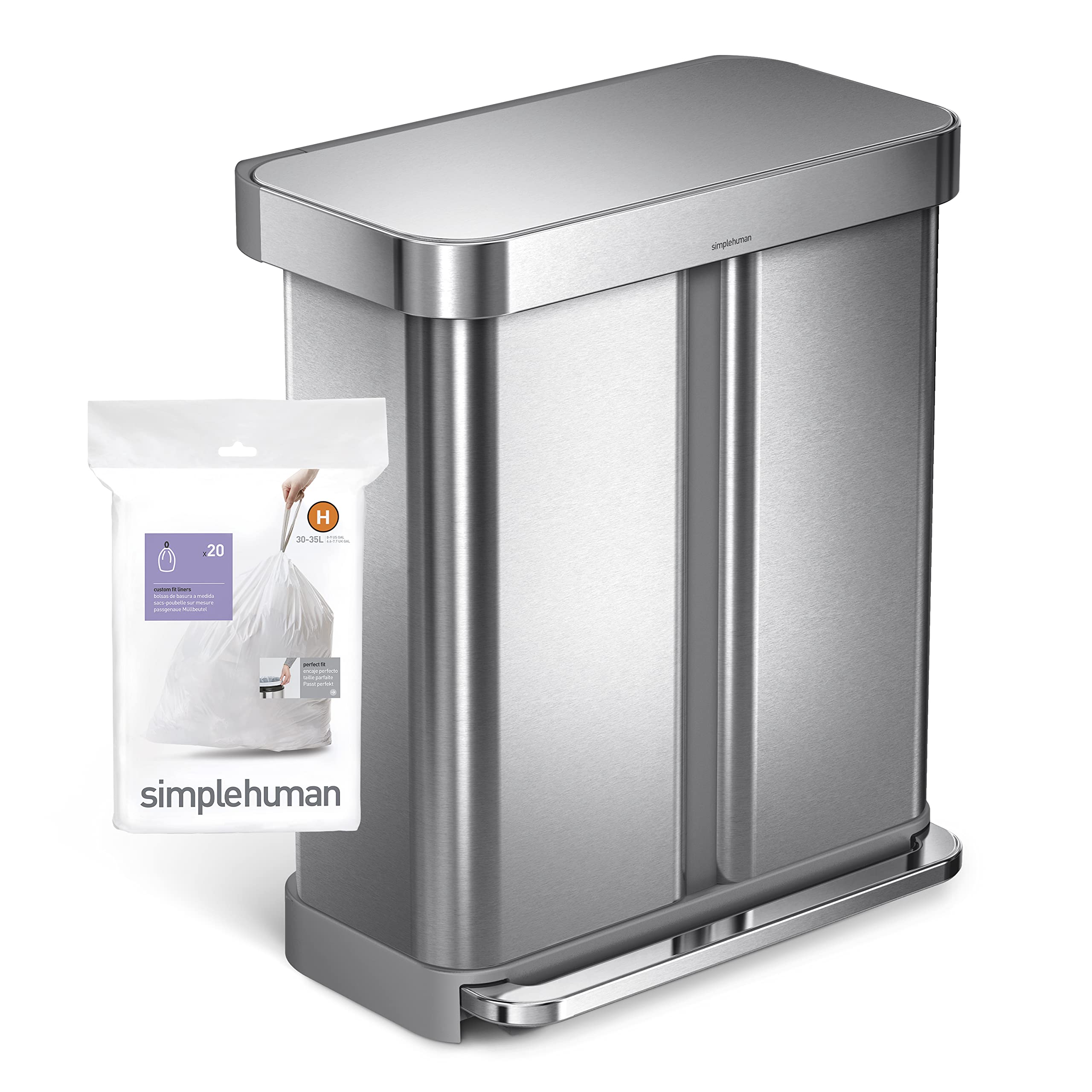 simplehuman Code H Bin Liners - 60 Count Custom Fit Bags | 50% Recycled Plastic 6