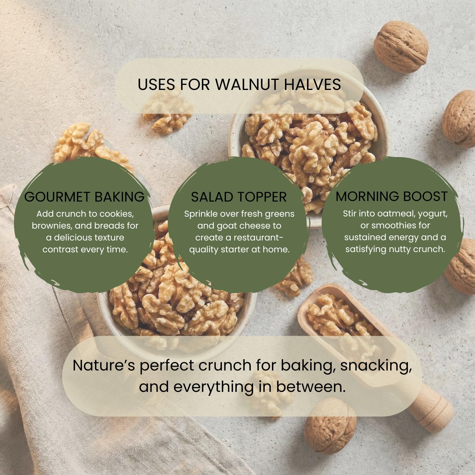 Minton & Donello Walnut Halves - Fresh, Crunchy, Rich in Omega-3 | 500g Pack