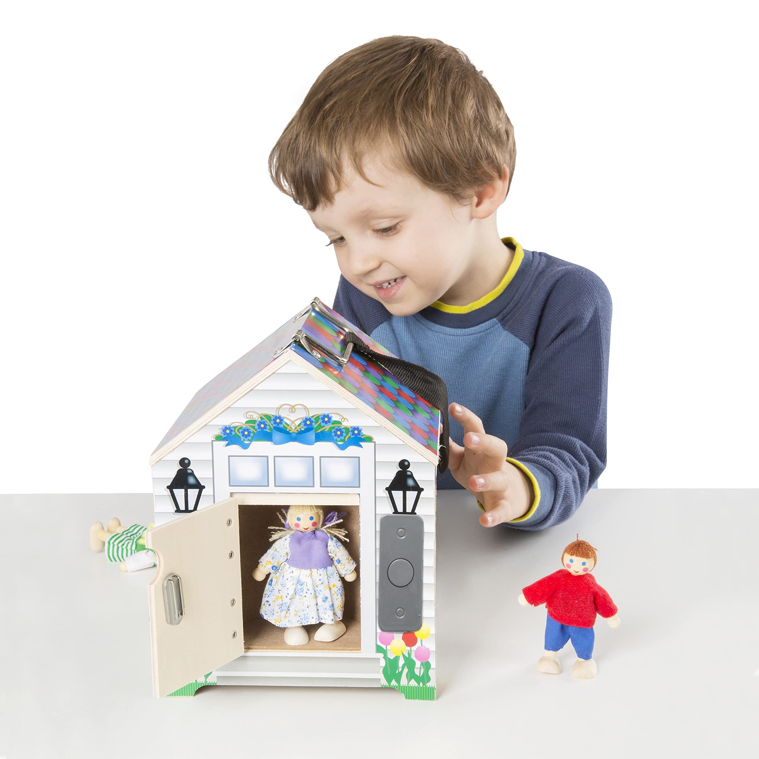 Melissa & Doug Wooden Doorbell House - Portable Playset for Ages 3+ | Wood | Model 2505 4