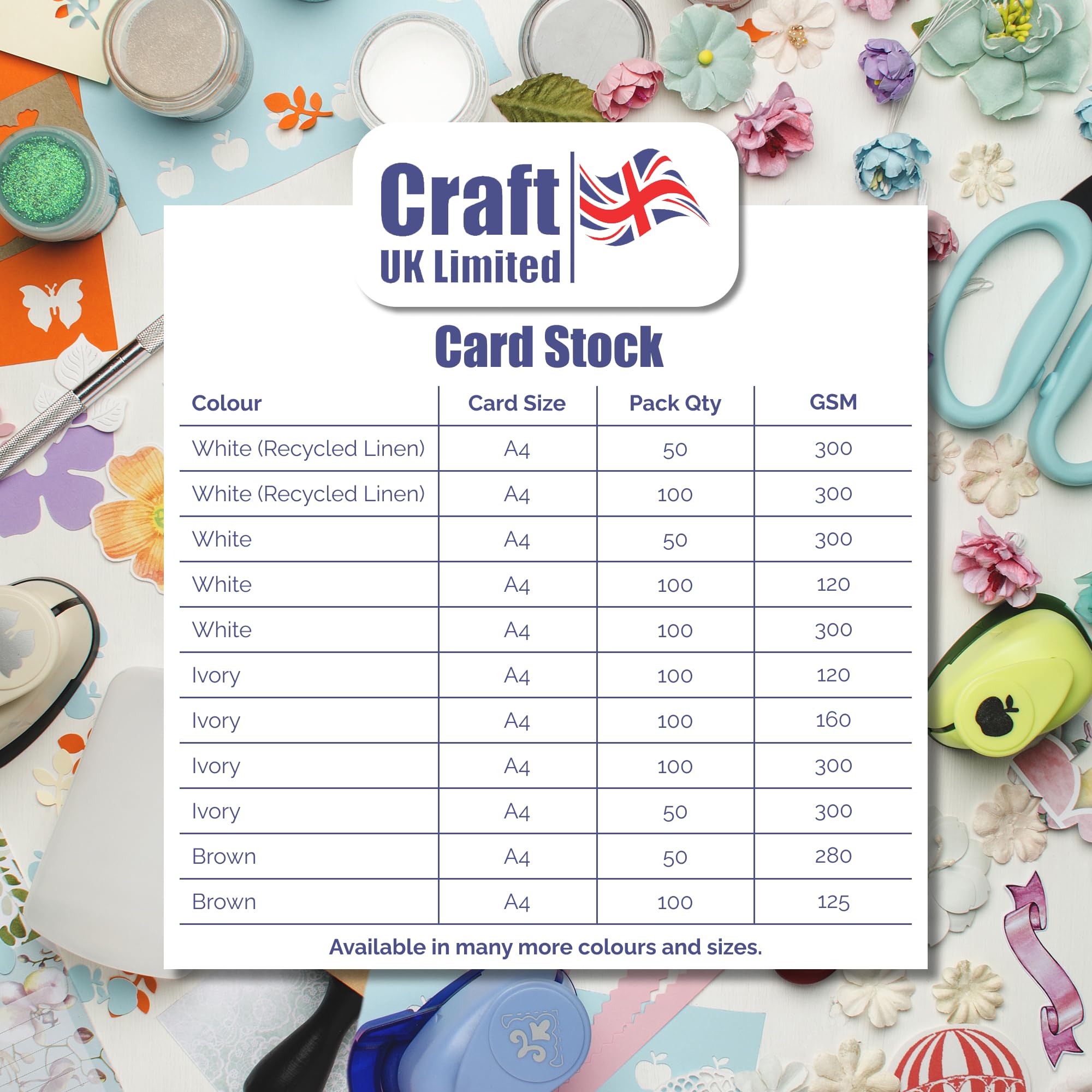 Craft UK W121 Hammered Card Stock - White | A4 | 300 gsm | 100 Sheets 5