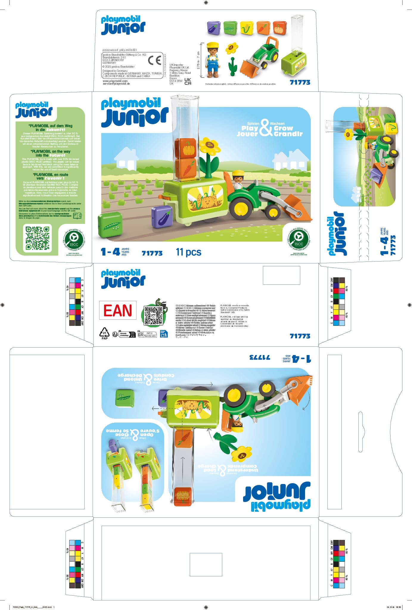 Playmobil JUNIOR Tractor with Fun Planter - Educational Vehicle Playset for Toddlers 1+ 5