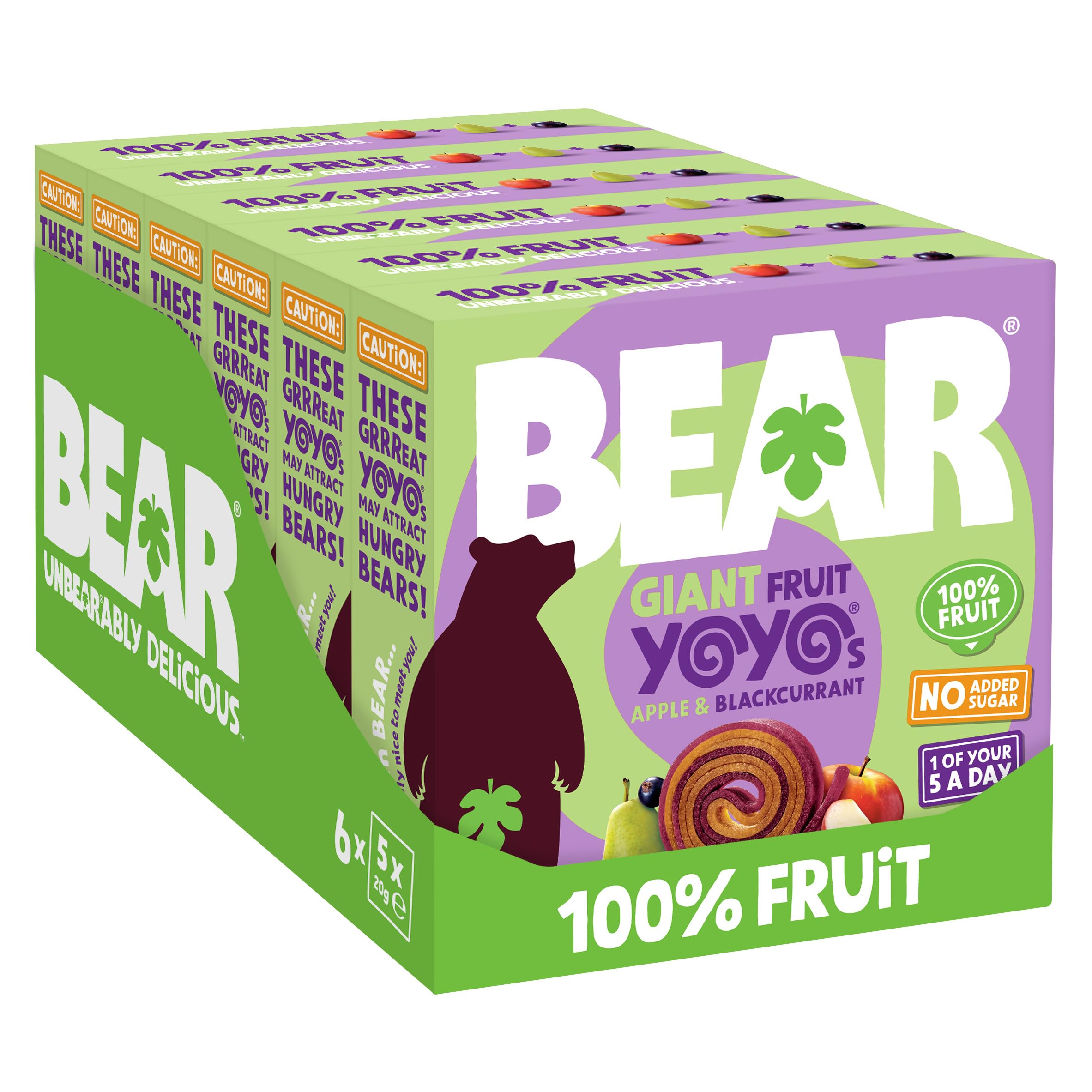 BEAR Apple & Blackcurrant Yoyos Dried Fruit Rolls | 20g Pack of 30 | Vegan | No Added Sugar