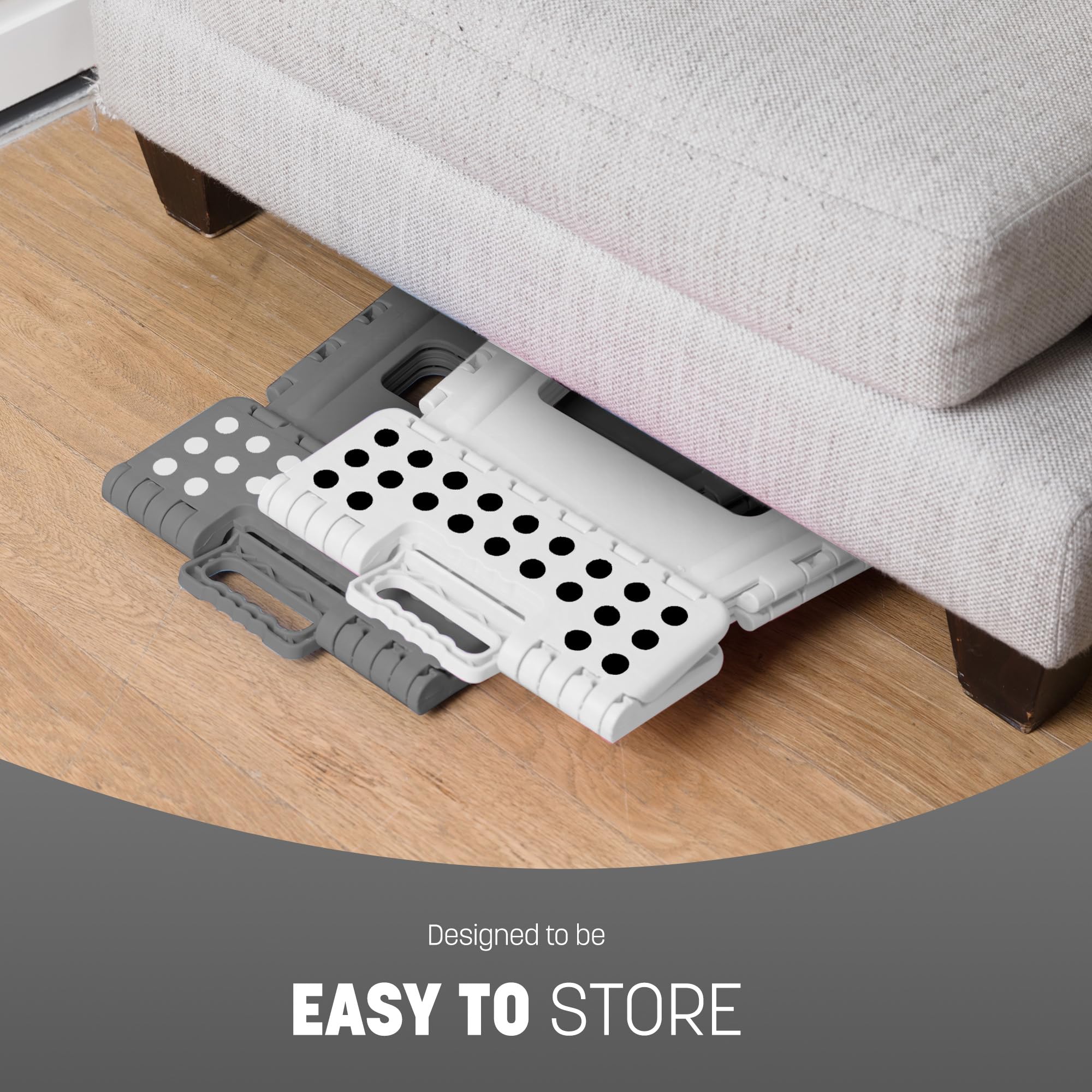 KEPLIN Folding Step Stool - 9 Inch Height | 150kg Capacity | White Plastic 5