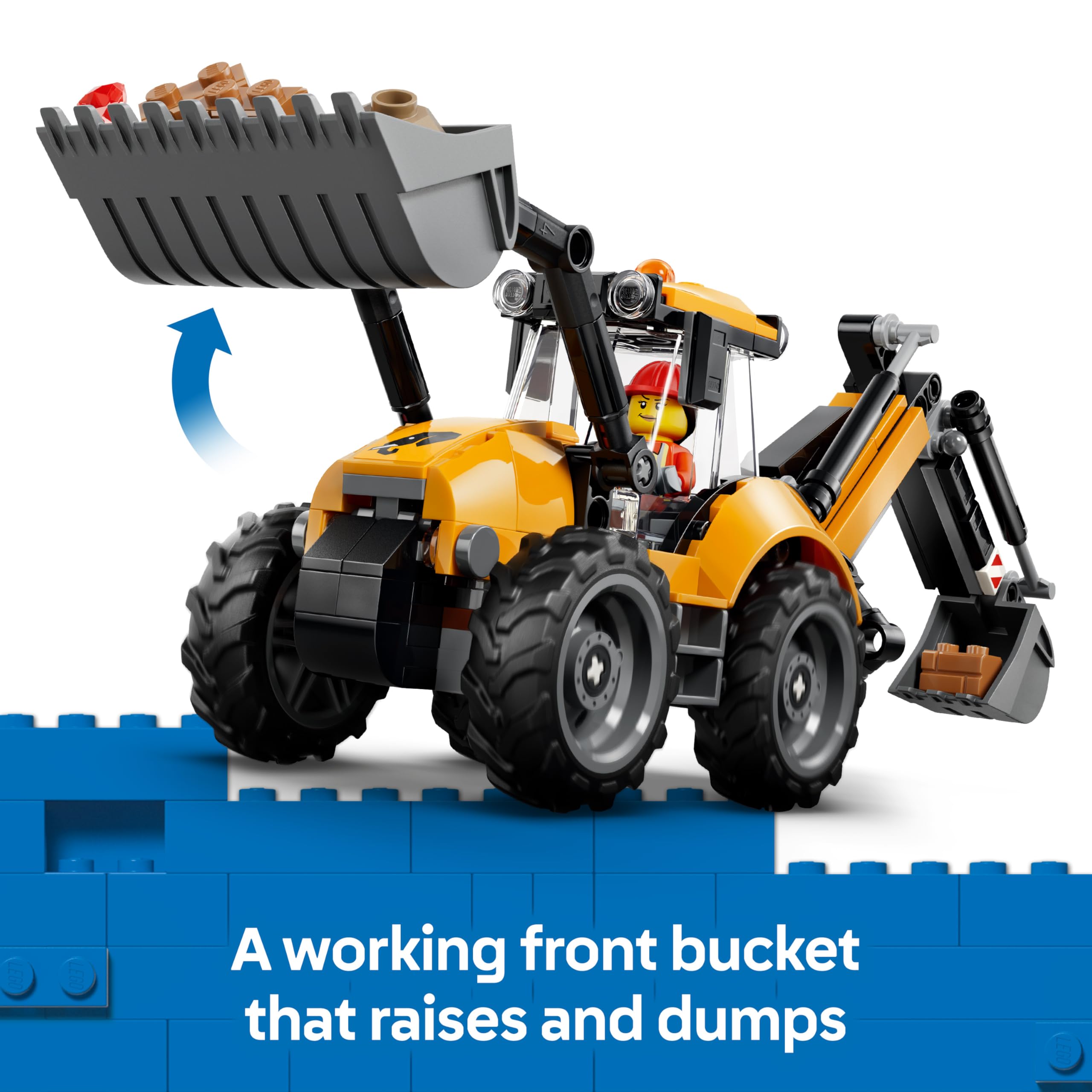 LEGO City Yellow Backhoe Loader Construction Vehicle Set 60480 for Ages 7+ 3
