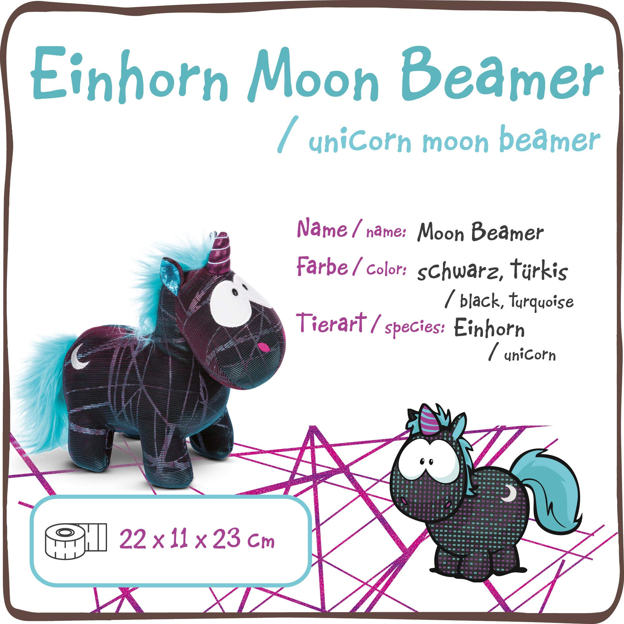NICI 45712 Theodor & Friends Moon Beamer Special Edition Plush Unicorn - 22 cm, Black/Turquoise 9