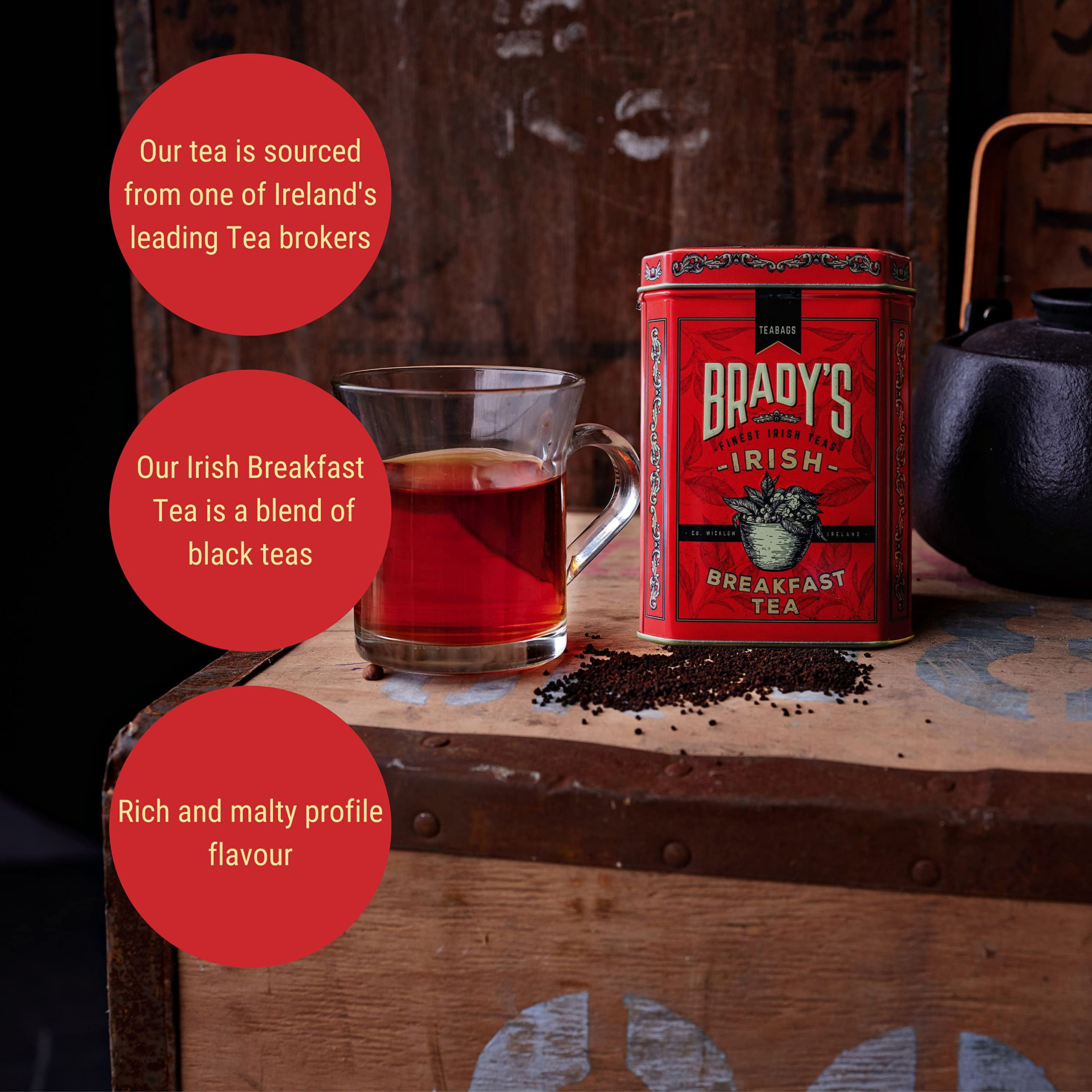 Brady's Irish Breakfast Tea - 40 Tea Bags - Rich Malty Black Tea Blend in Tin 6