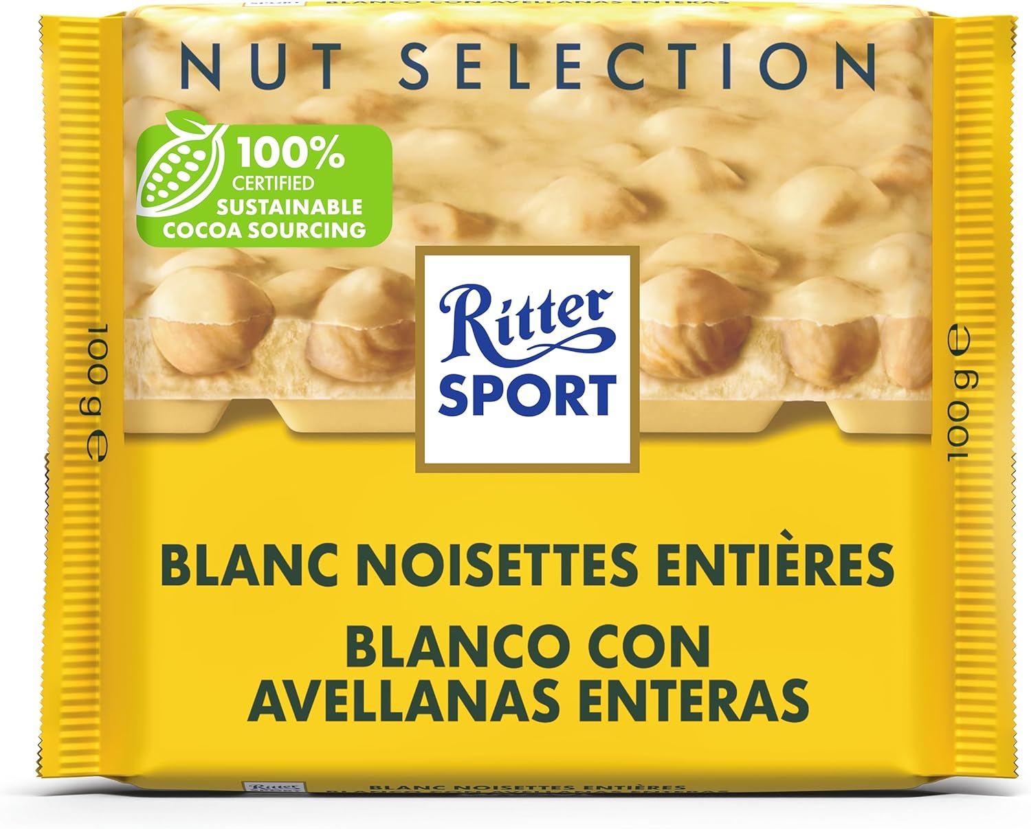 Ritter Sport White Whole Hazelnut Chocolate Bar 100g (Pack of 10) 1