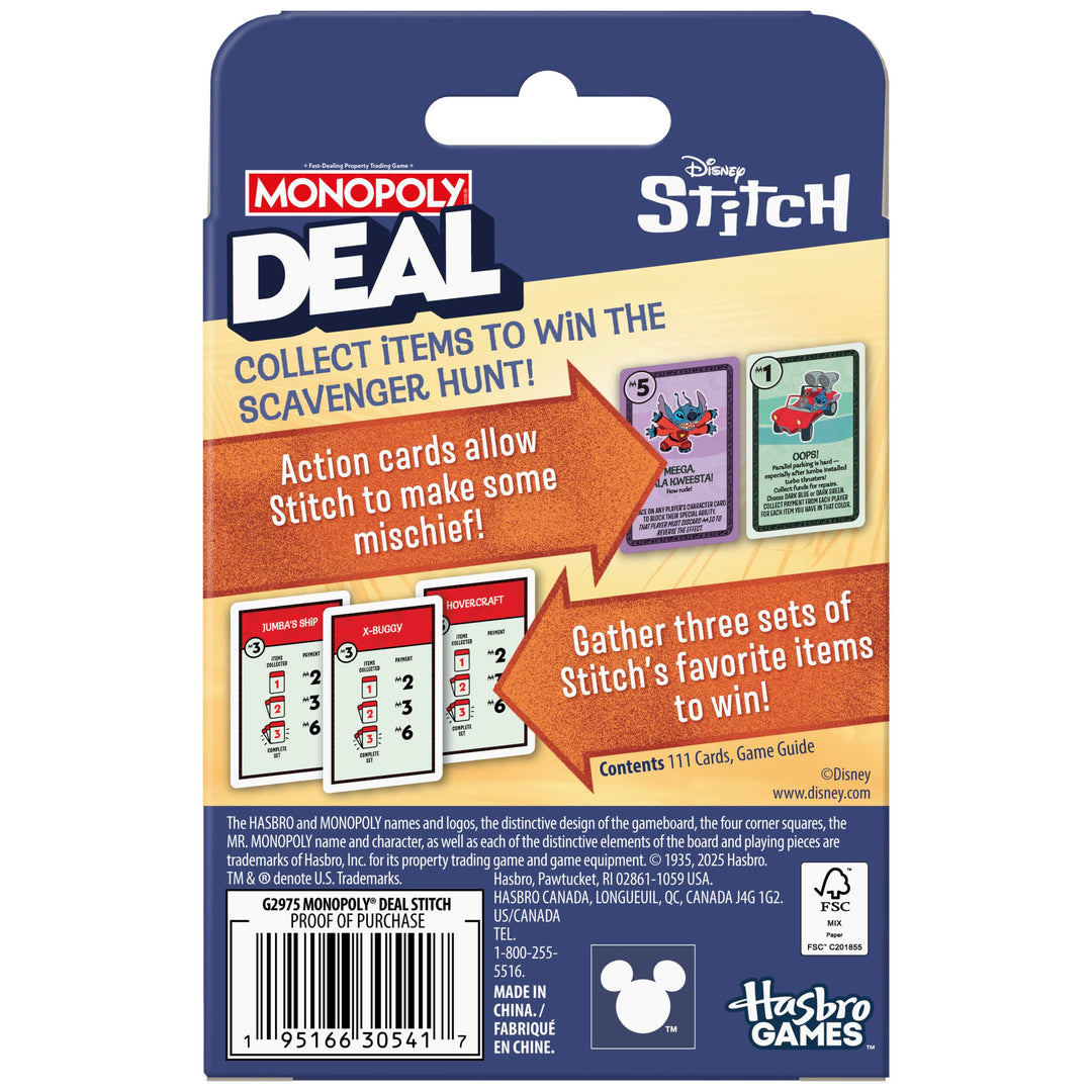Monopoly Deal Disney Stitch Edition Card Game
