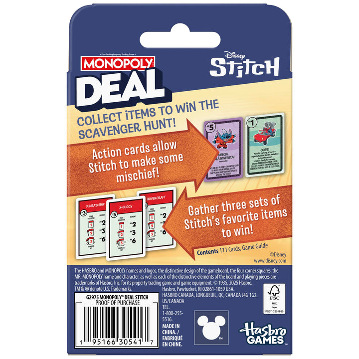 Monopoly Deal Disney Stitch Edition Card Game