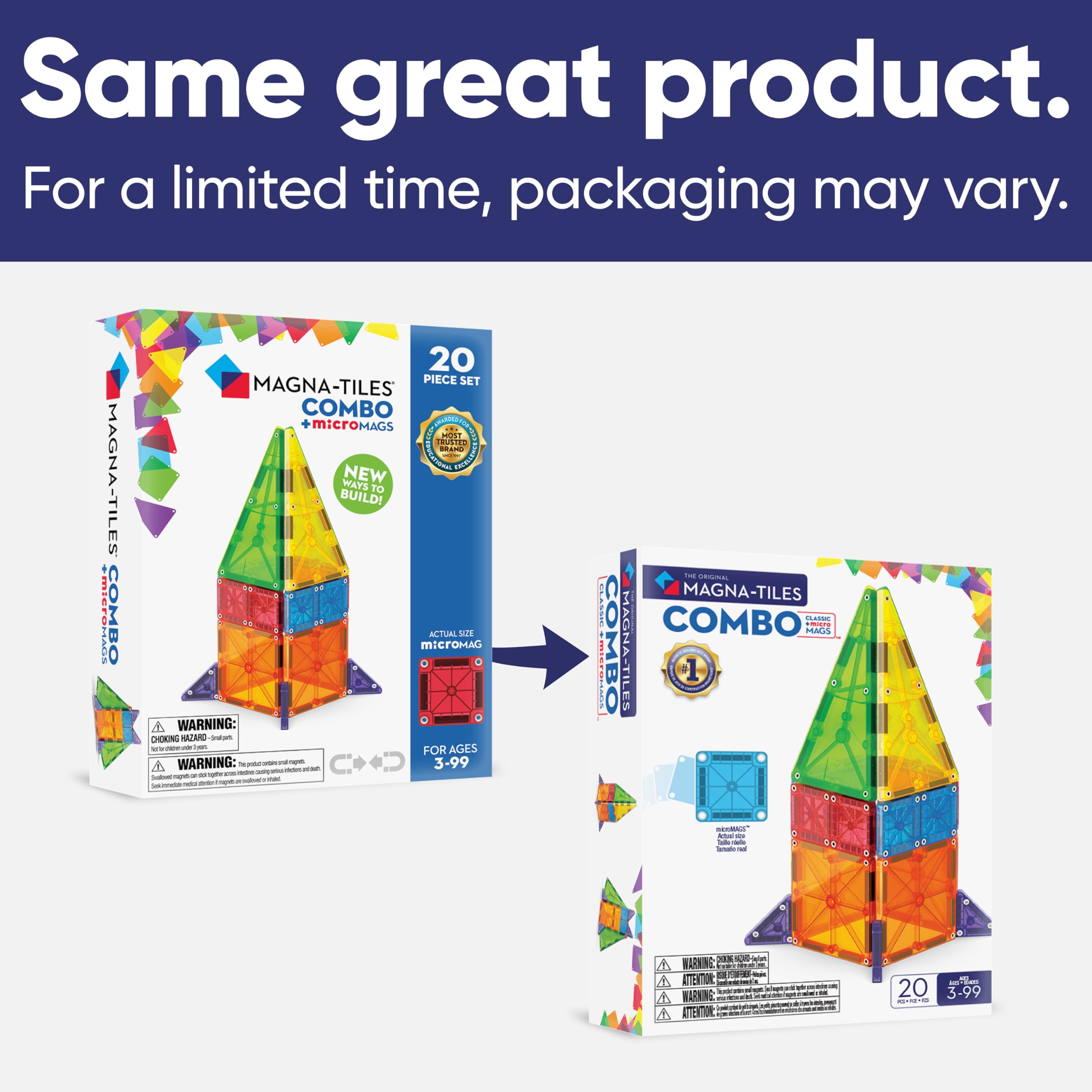 Magna-Tiles Combo 20-Piece Magnetic Building Set - Ages 3+ | MicroMAGS Compatible 7