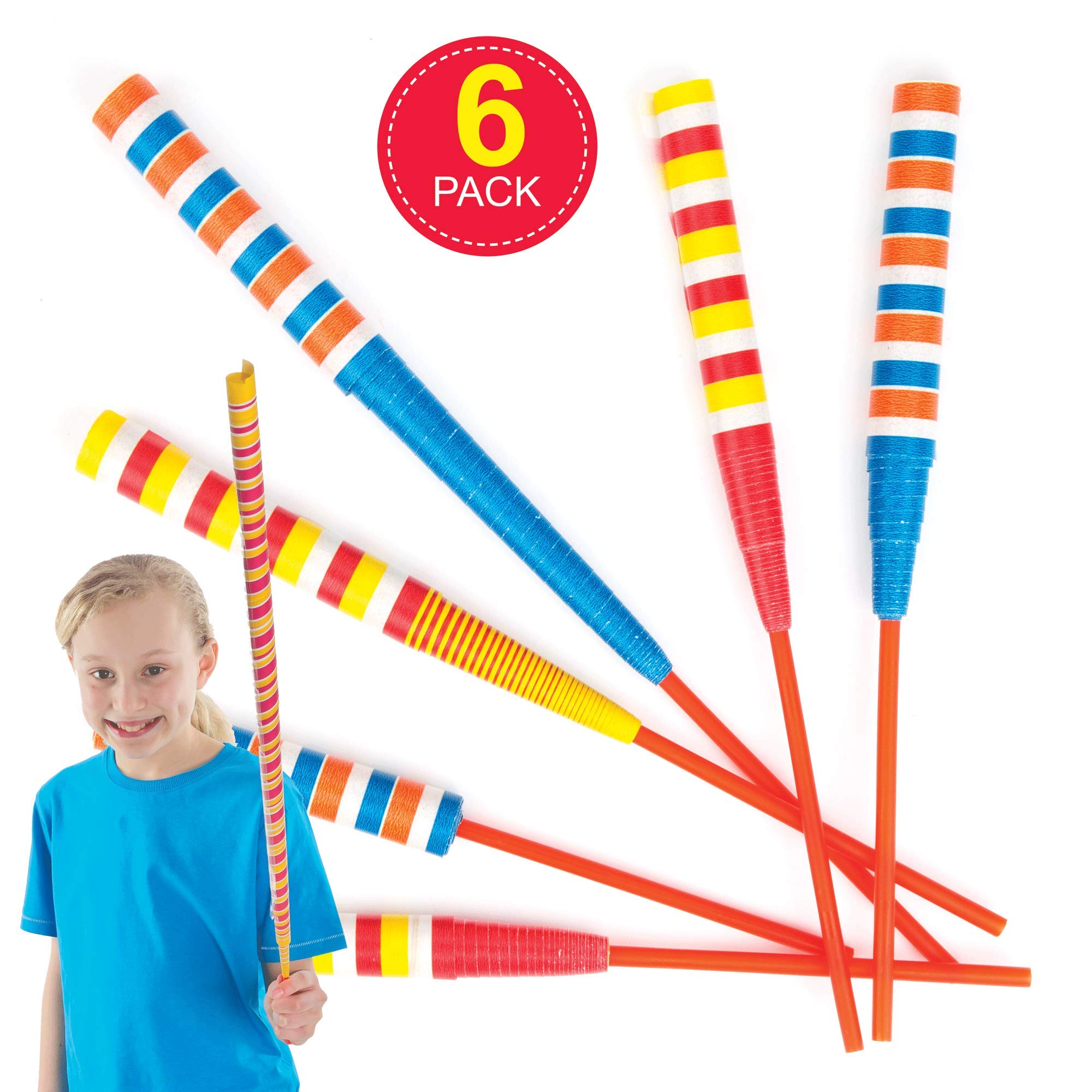 Baker Ross Paper Sword Flickers (Pack of 6) - Coiled Paper Toy | 20 cm Length | Assorted Designs