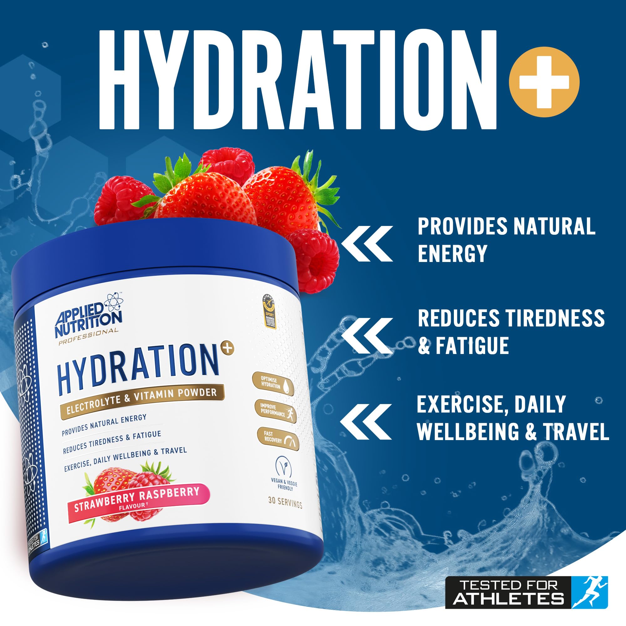 Applied Nutrition Hydration+ Electrolytes & Vitamin Powder Sugar-Free | 240g Tub | Vegan, Halal 2