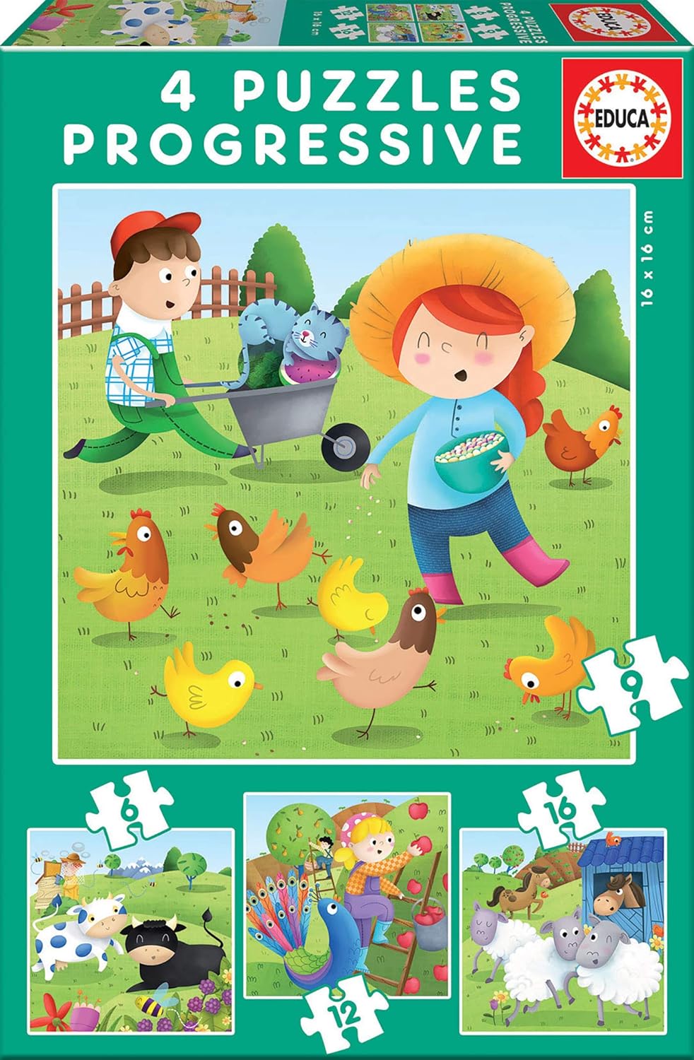 Educa Progressive Puzzle Farm Animals Jigsaw Puzzle Set (17145)