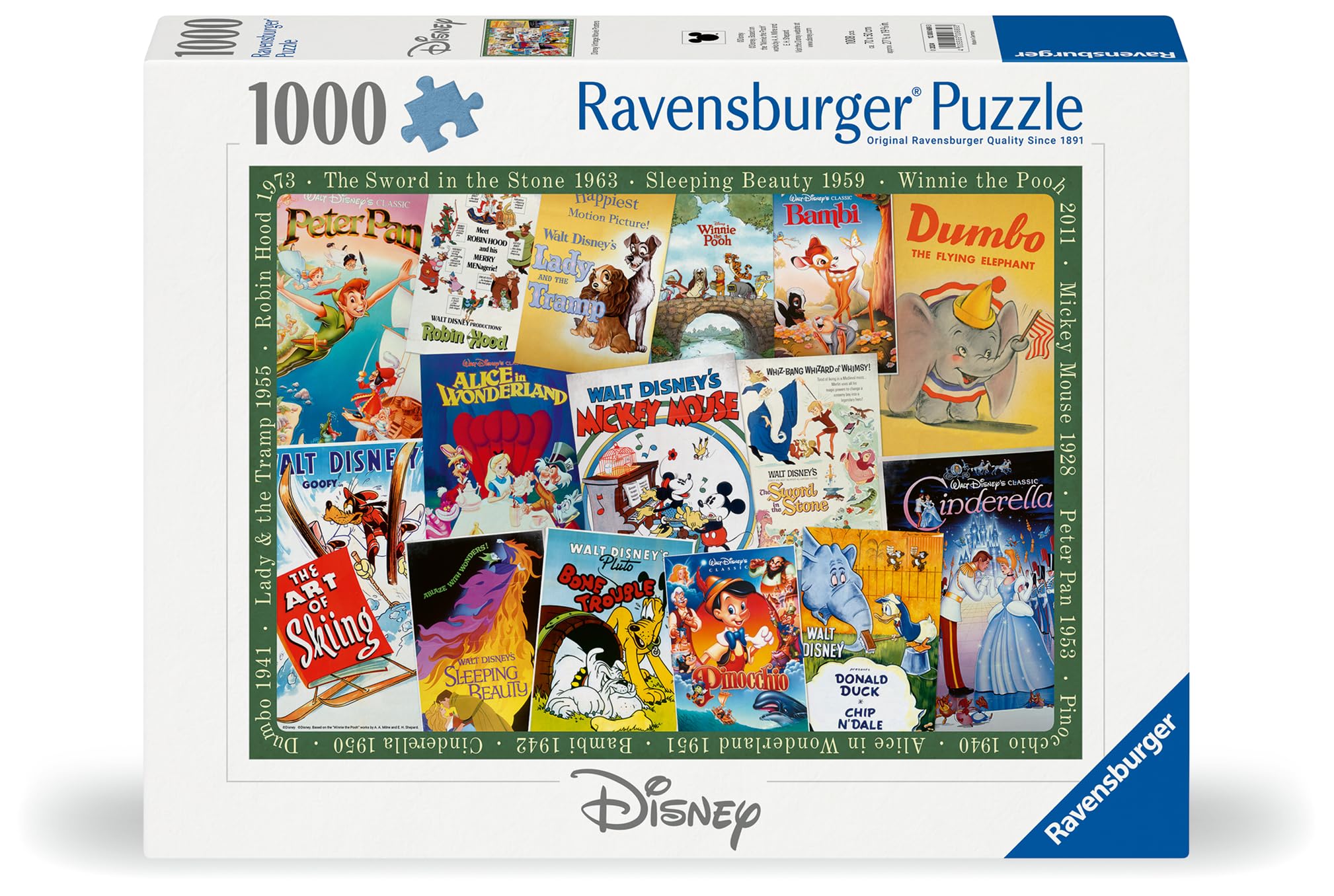 Ravensburger Disney Vintage Classic Movie Posters Jigsaw Puzzle - 1000 Pieces | 70x50cm 2