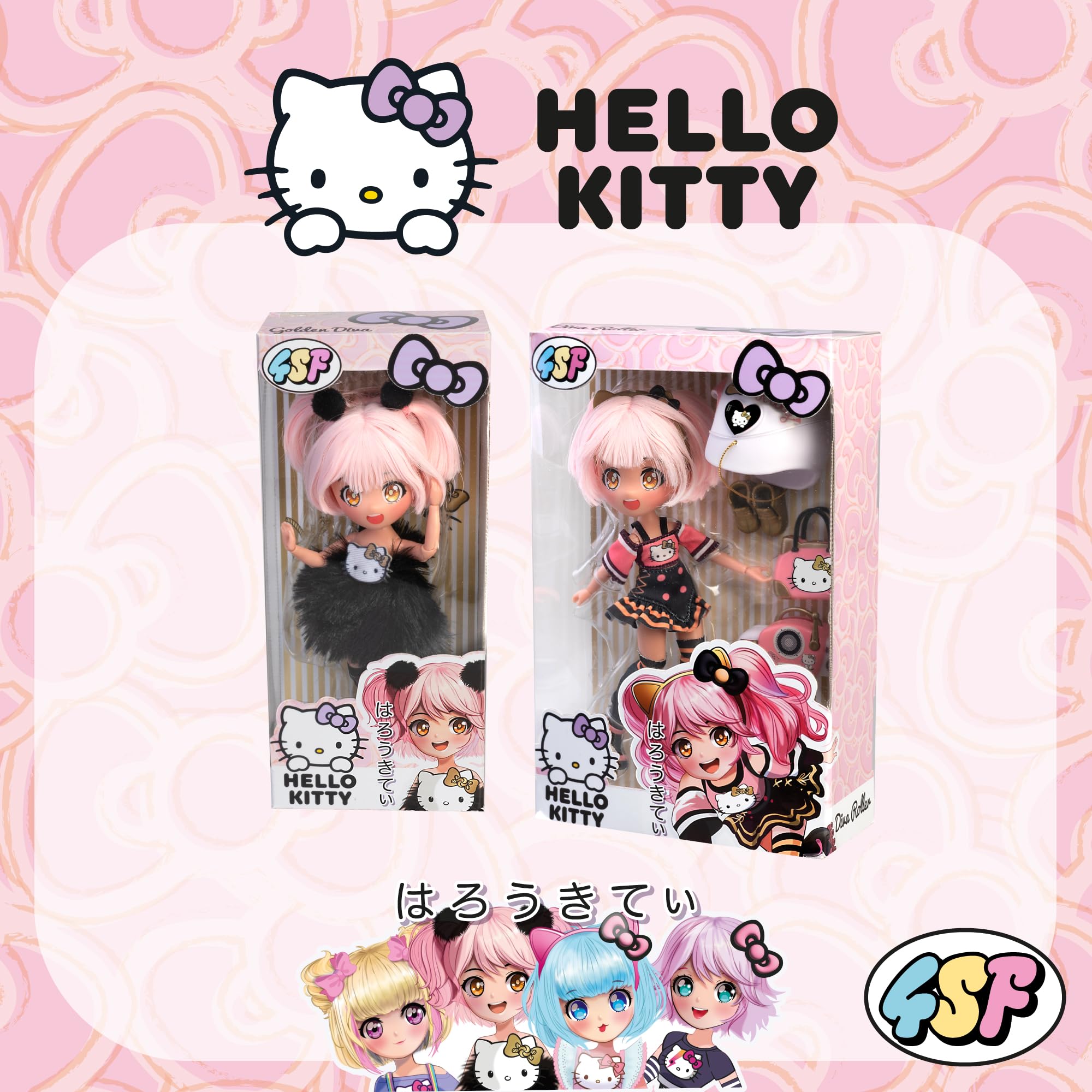 4SF Hello Kitty Golden Diva Roller Fashion Doll - 19.5 cm, Multicolor, 15+ Articulation Points 7