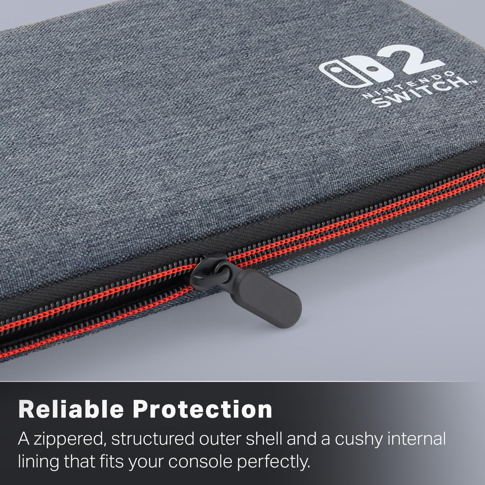 PowerA Slim Case for Nintendo Switch 2 - Grey, Officially Licensed, Holds 10 Games, Padded Screen Protector, Built-in Stand 5