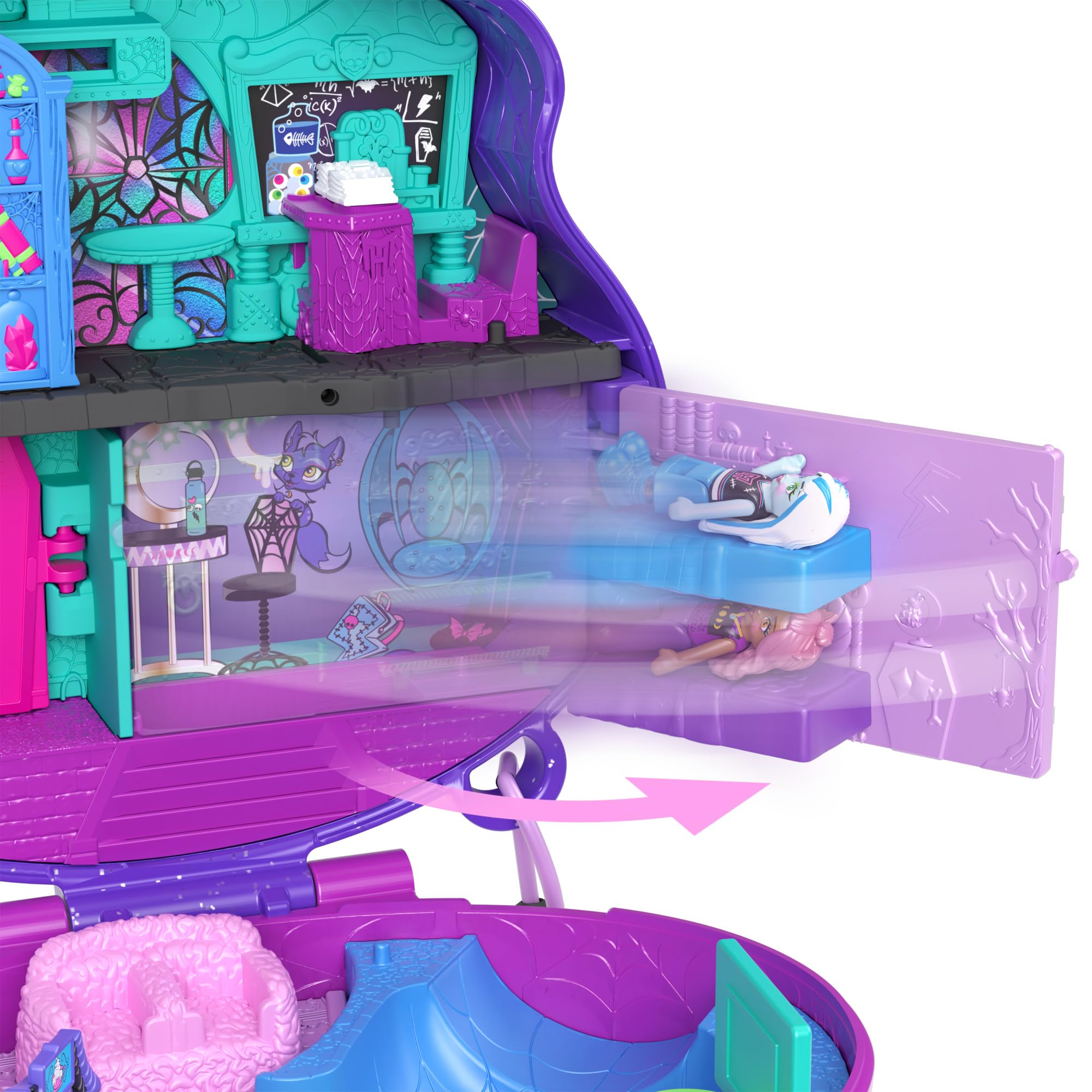 Polly Pocket Monster High Playset with 3 Micro Dolls & 10 Accessories | Ages 4+ 2