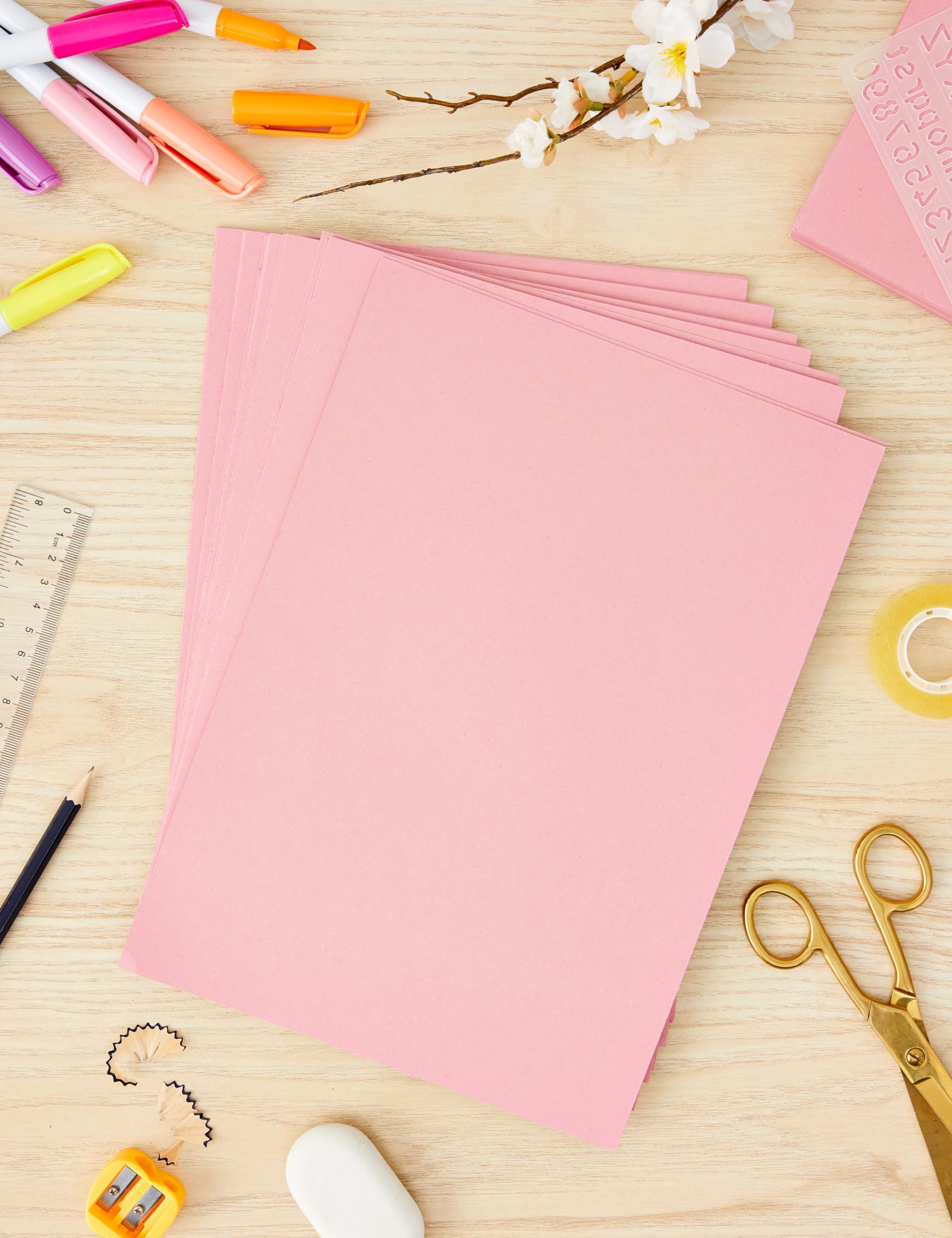 House of Card & Paper A4 220 GSM Coloured Card - Pastel Pink | 100 Sheets 2