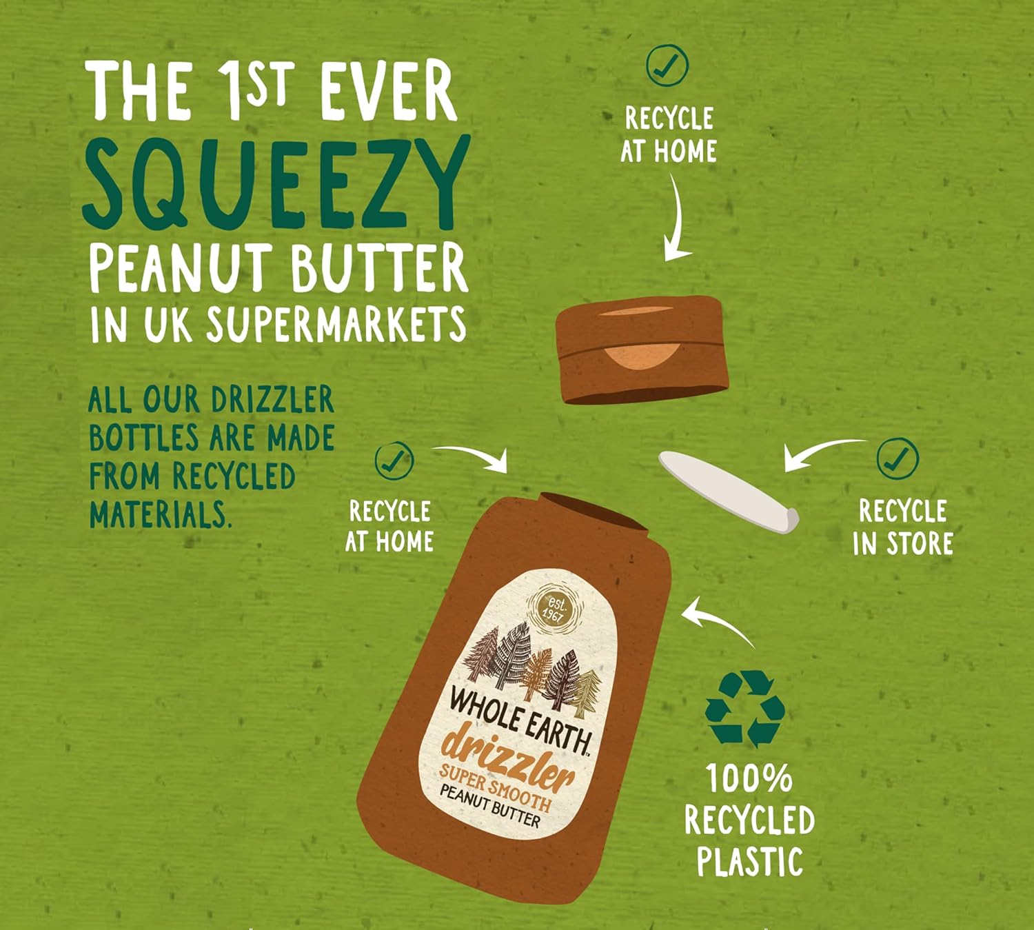 Whole Earth Drizzler Golden Roasted Peanut Butter - Super Smooth Squeezy Runny Nut Spread 6 x 320g 4