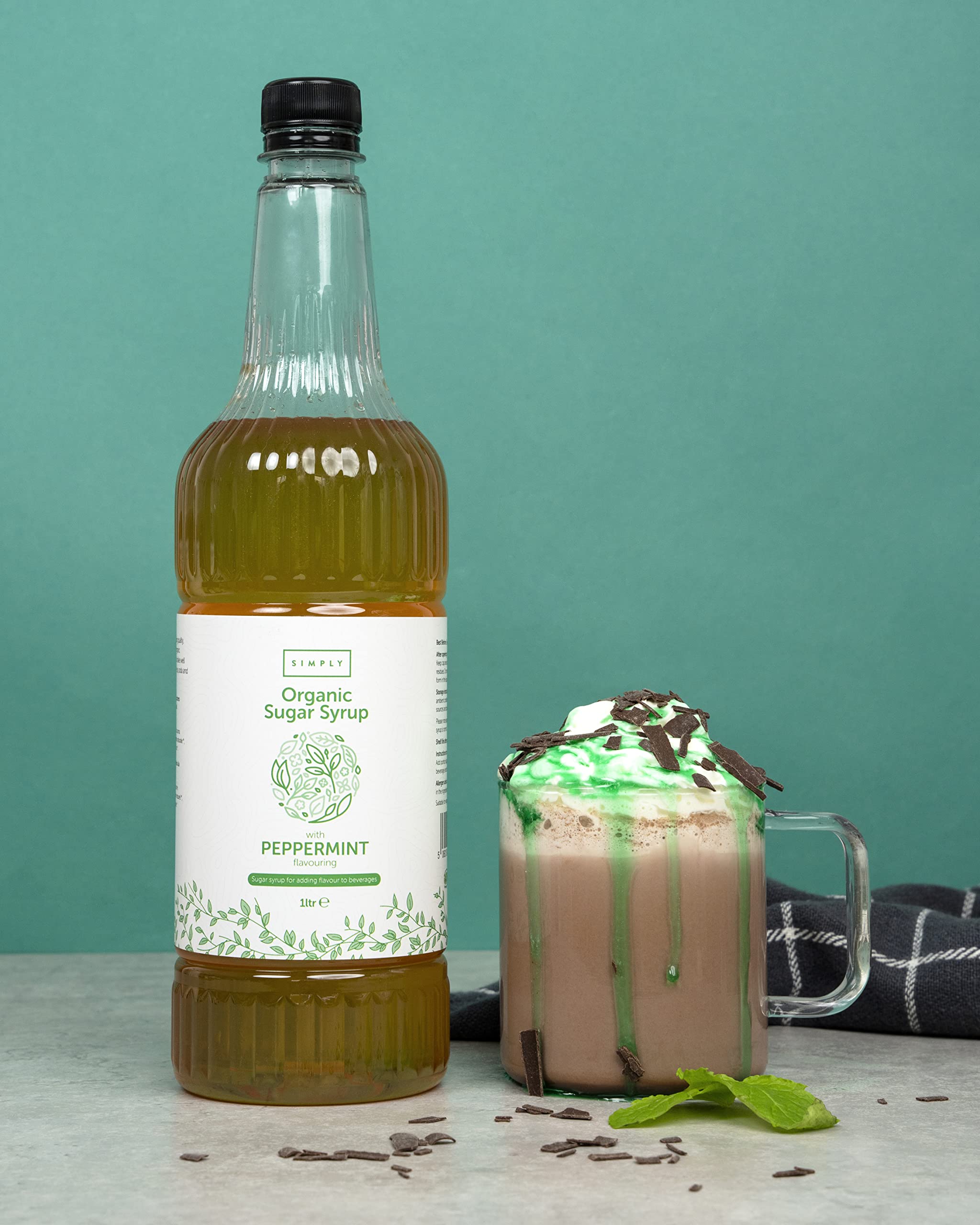 Simply Organic Peppermint Syrup - Vegan, Nut Free, 1 L | Natural Flavouring for Drinks & Baking 2