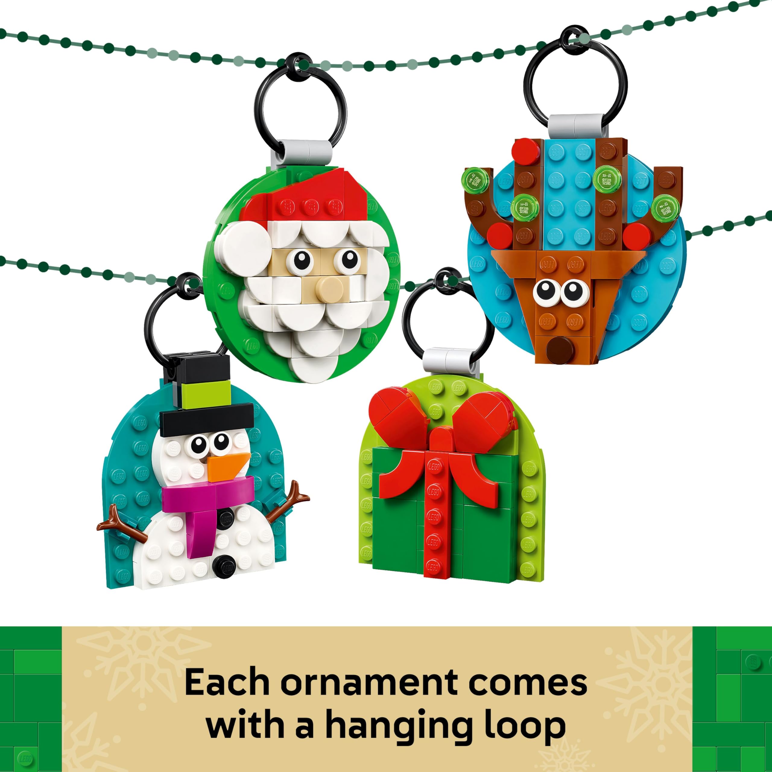 LEGO Christmas Ornament Selection - Building Toy with 4 Festive Hanging Decorations for Kids 6+ 17